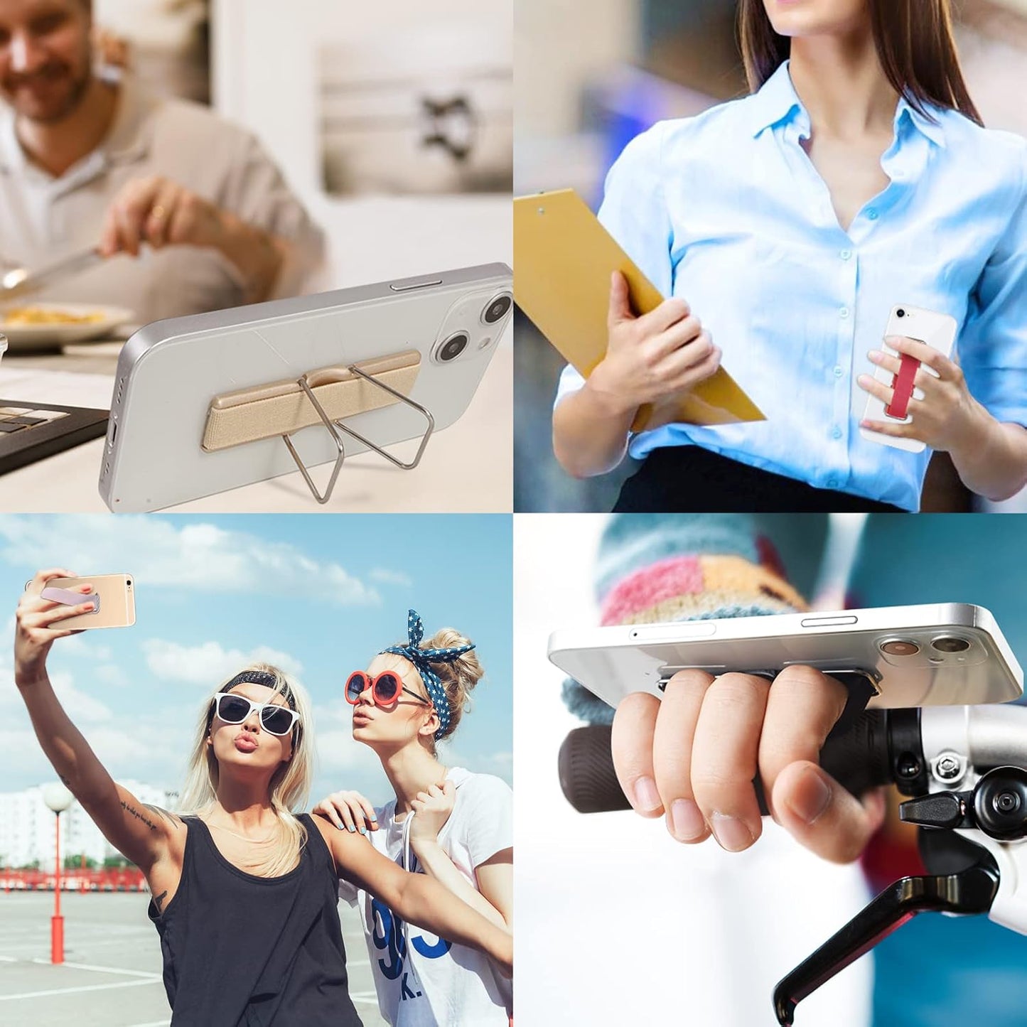 Phone Grip, CISID 6 Pcs Phone Grip Strap with Stand Cell Phone Holder for Hand Suitable for iPhone Samsung and Most Smartphones(Black,Silver,Rose Gold,Gold,Blue,Red 6PCS)