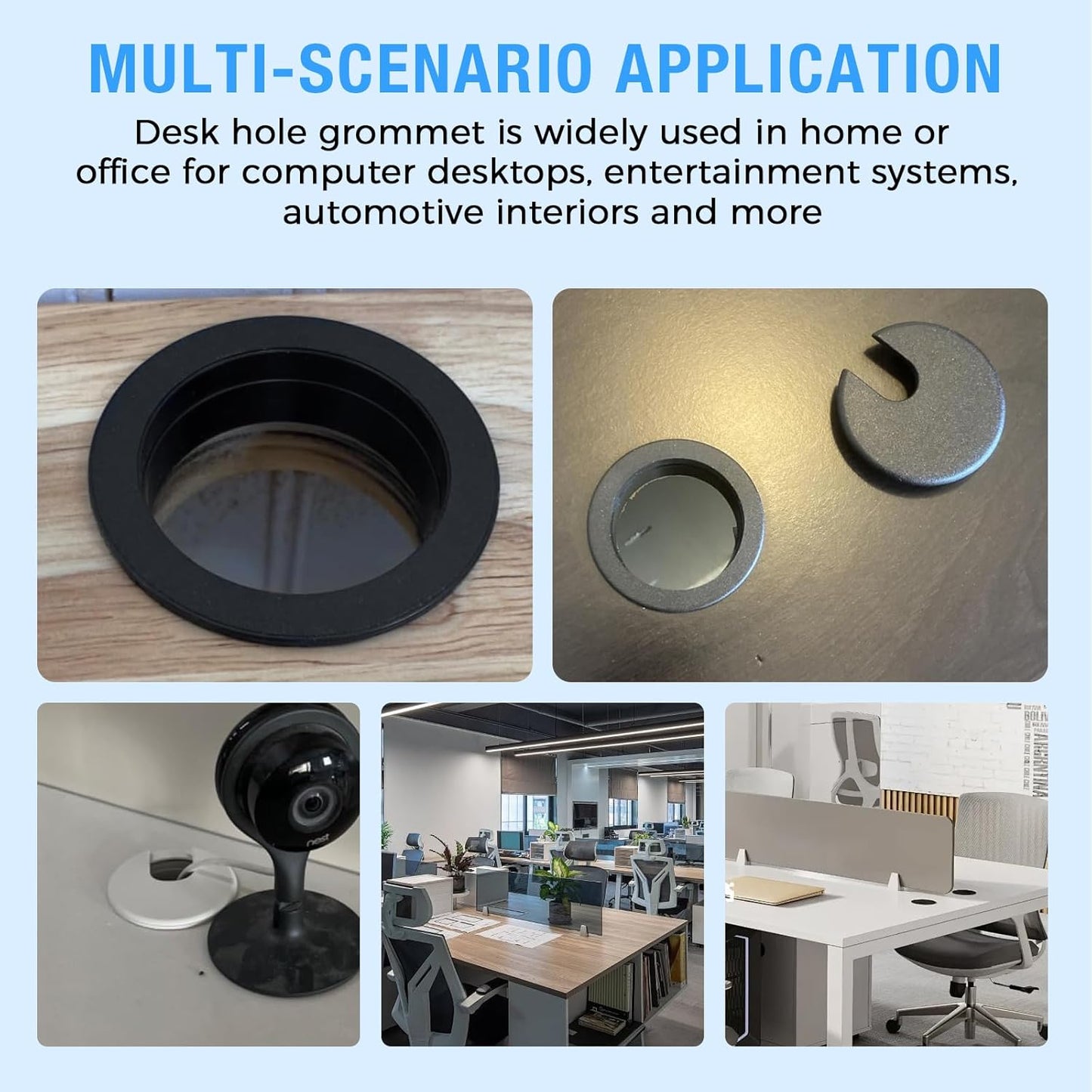 Desk Grommet 1-3/8" (35 mm), Desk Cord Hole Cover, Cable Grommet ABS Plastic, Desk Hole Grommet for Office and Home Table Cable, Detachable Cable Cord Organizer (White 8 Pcs)