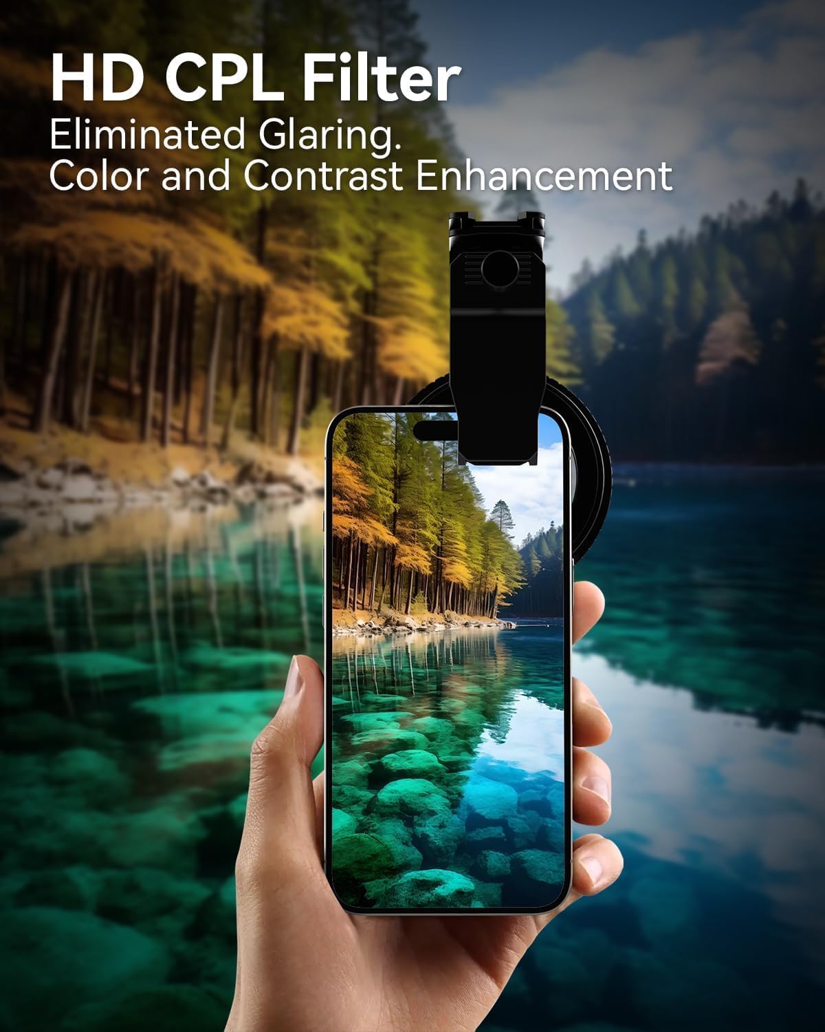 MIAO LAB 67mm CPL Filter for Phone, HD Polarizing Filter & Universal Cell Phone Clip, with Carrying Pouch & Cleaning Cloth, for iPhone 16/15/14, Samsung Galaxy & All Smartphones