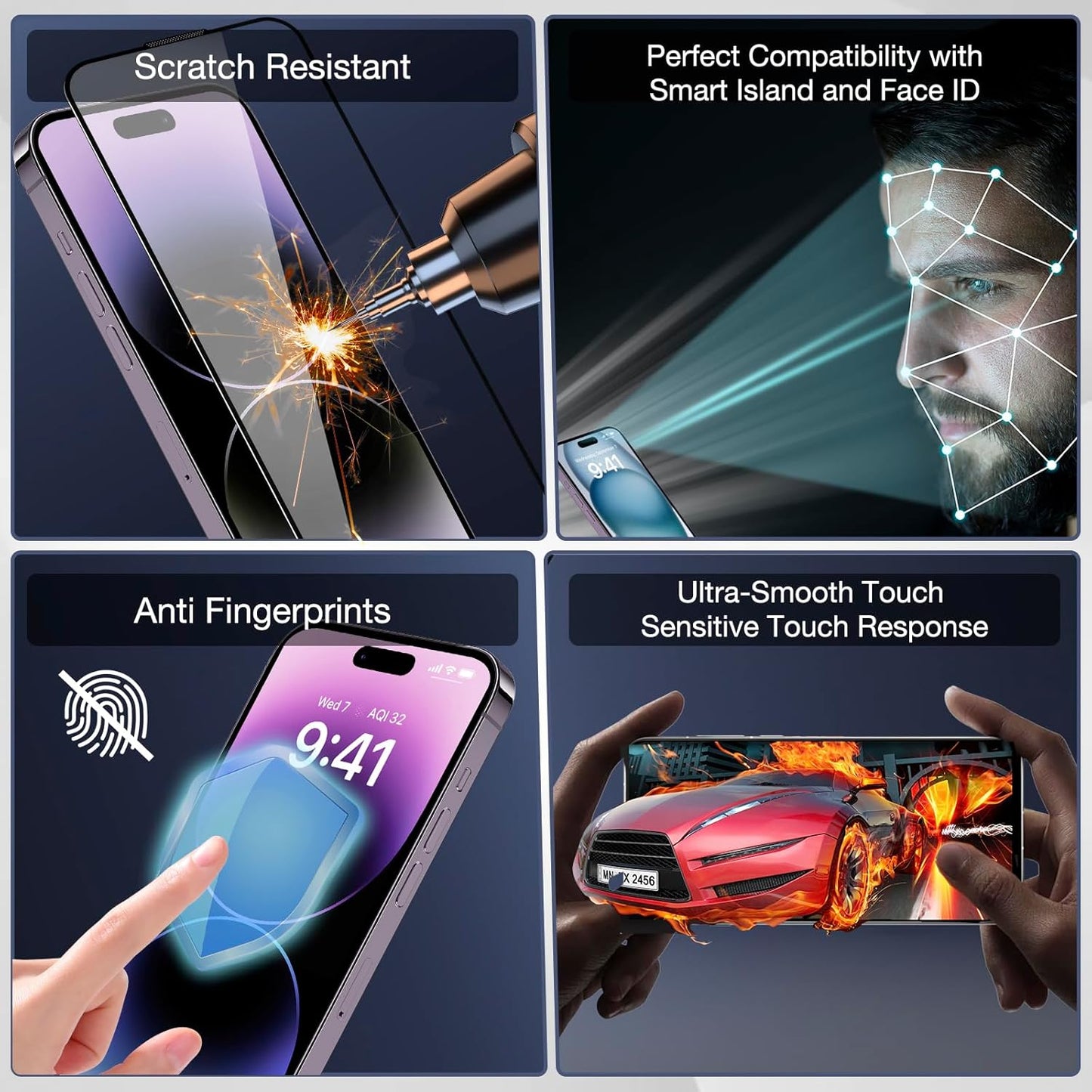 2-Pack Matte Privacy Screen Protector for iPhone 17 Pro 6.3-inch, 9H Tempered Glass, Full Coverage, Anti-Fingerprint, Auto Dust-Elimination, No Bubble, Easy Installation