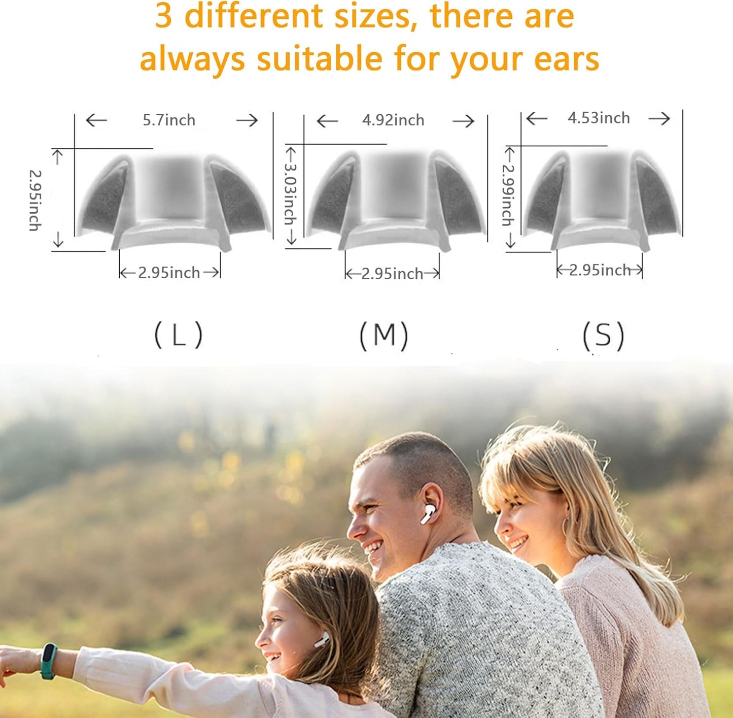 Airpod Pro Ear Tip Memory Foam & Silicone Hybrid Ear Tips, Perfect Noise Reduction, Stays in Your Ears, Ultra-Comfort, Anti-Slip Eartips, Fit in The Charging Case (Grey, Small)