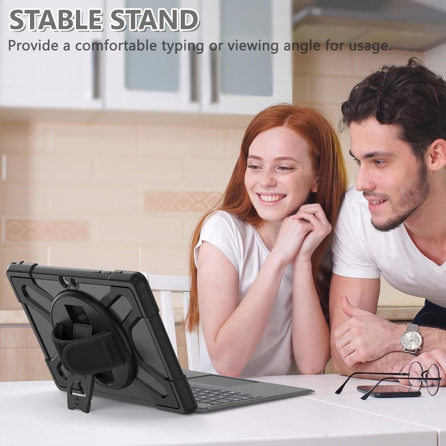 ZenRich Case for Microsoft Surface Go 4/3/2/1 10.5-inch,Protective Case for Surface Go 4/3/2/1 with 360 Rotating Kickstand/Hand Strap Heavy Duty Shockproof,Compatible with Type Cover Keyboard