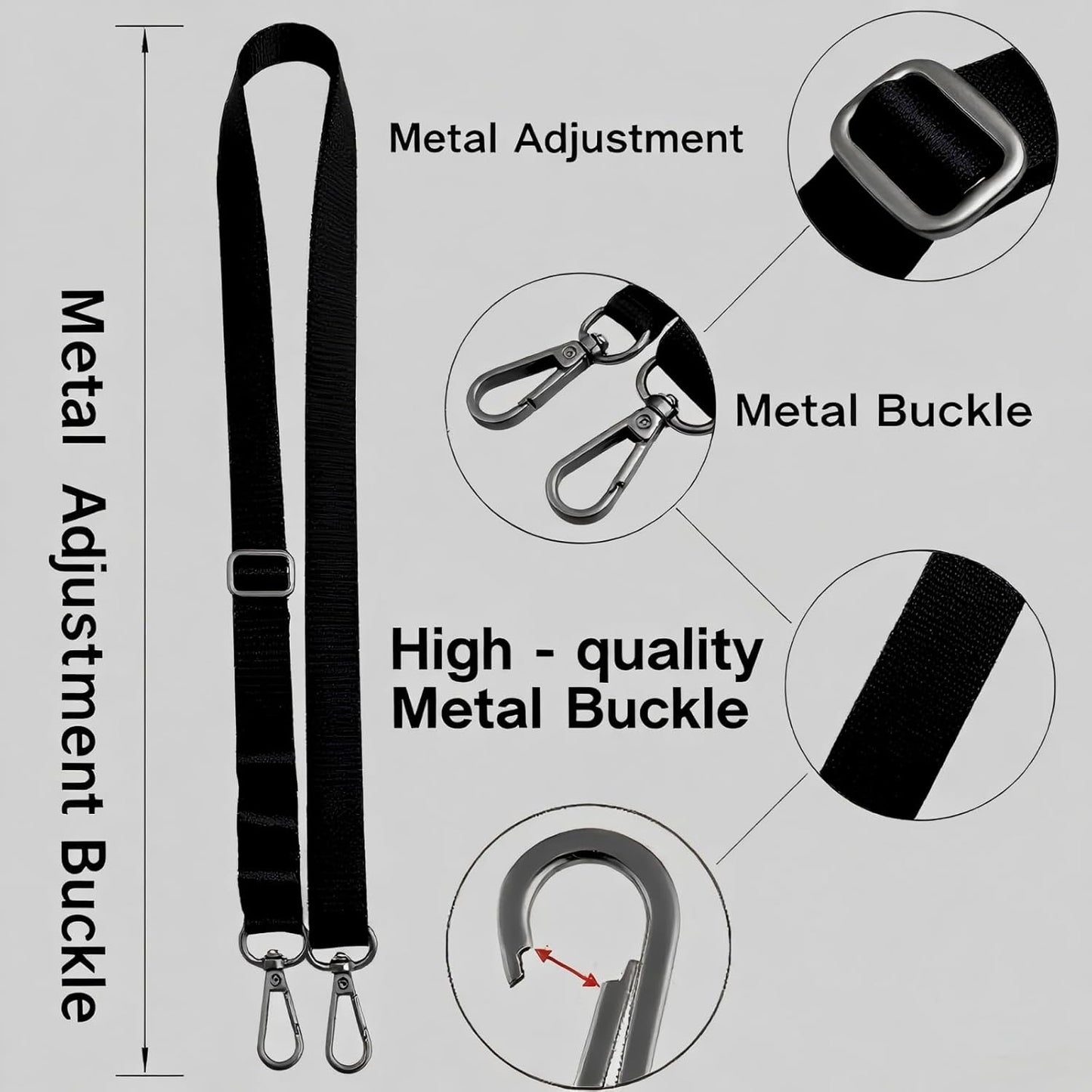 Universal Adjustable Nylon Phone Lanyard - 20MM Multi-Color Options for iPhone Samsung Smartphones (Fits Most Cases) Black