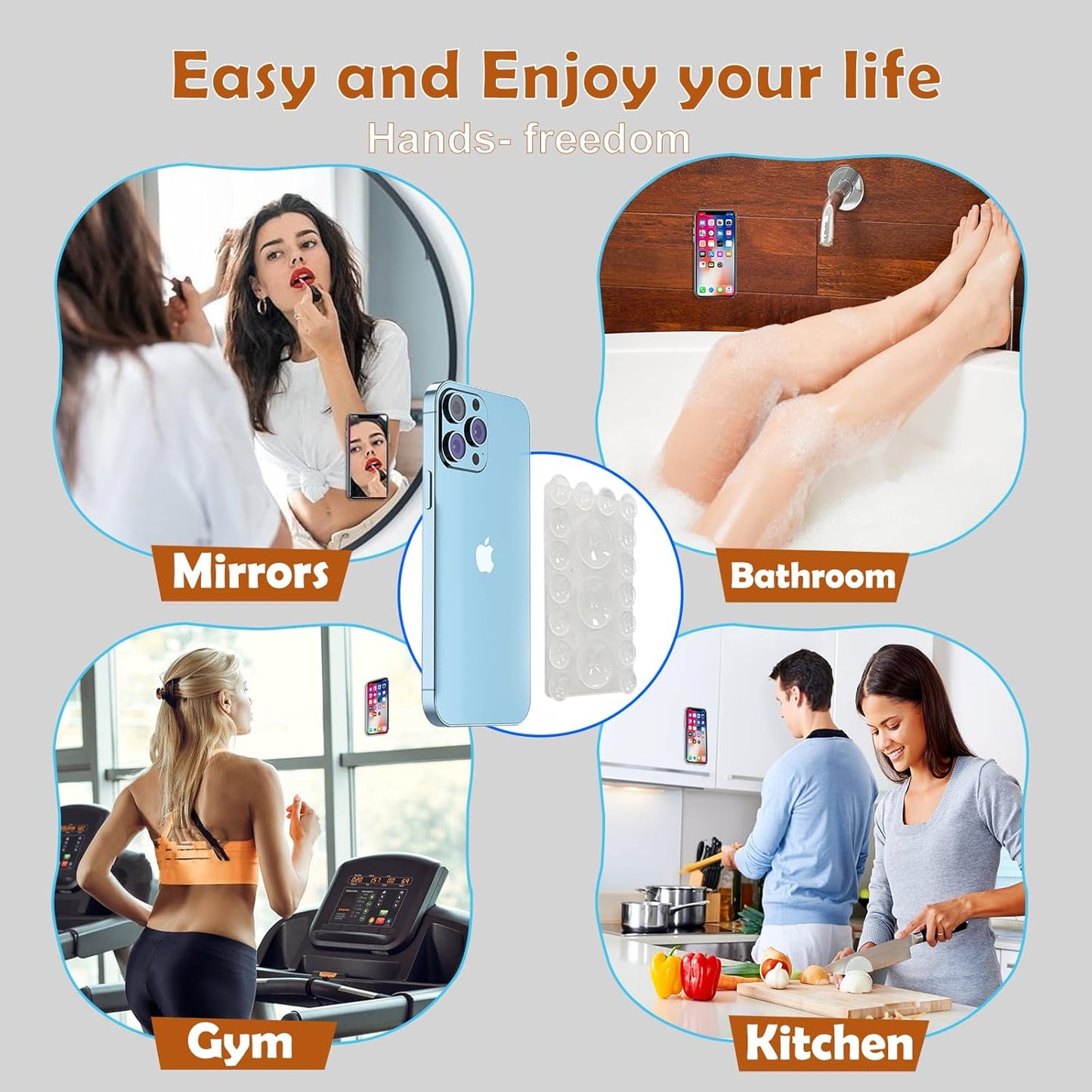 2024 Upgrade 2PCS Silicone Suction Cup Phone Case Adhesive Mount,Adhesive Grip, Sticky Suction Cup Phone Holder & Suction Phone case Holder TikTok & Selfies (Transparent, 3+16 Single Sided)