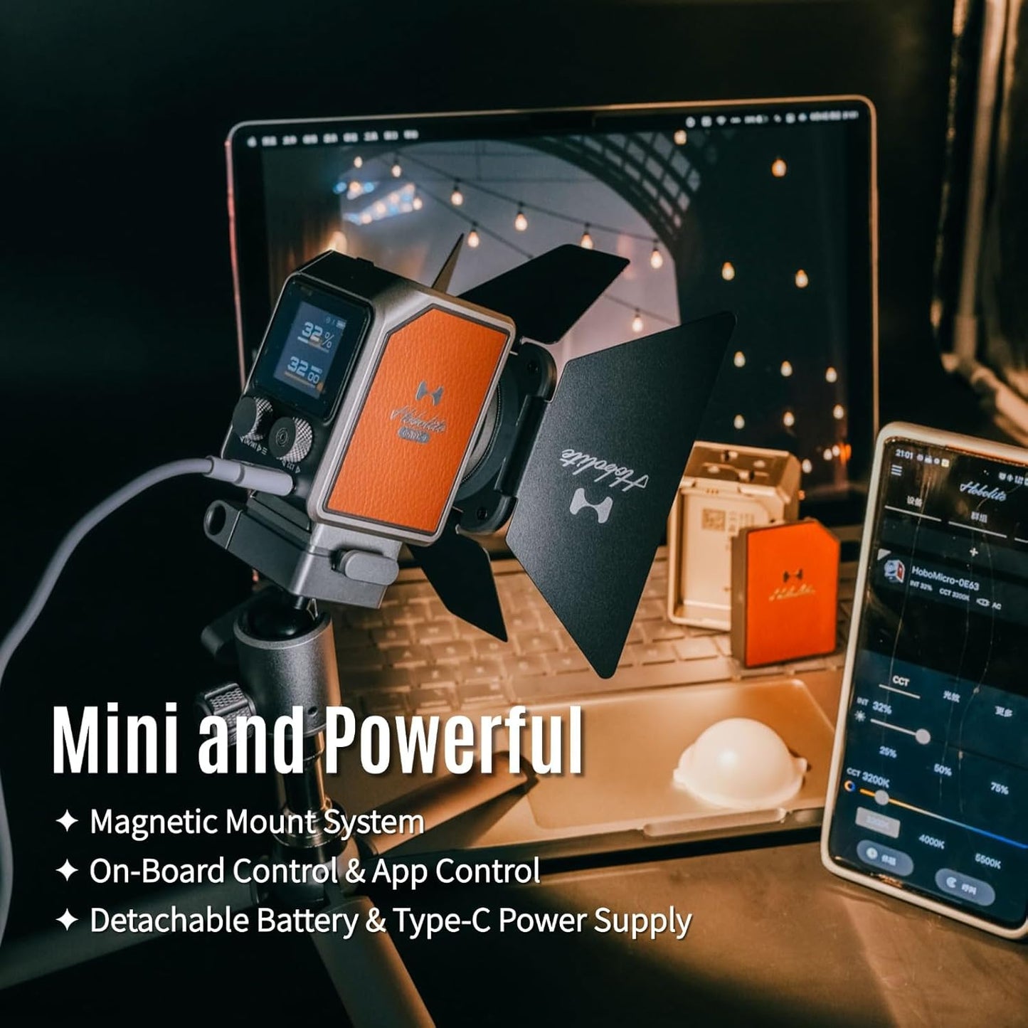 Harlowe Micro Portable Led Light for Camera 8W Bi-Color 2700K-6500K CRI/TLCI 96+ Small Camera Lighting Kit Mini Cube Fill Light for Photography and Video Recording Micro Creator Kit