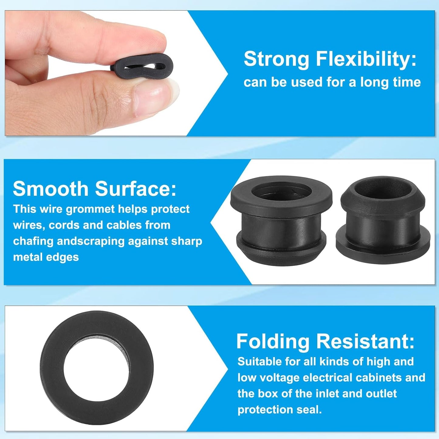 PATIKIL 14mm / 9/16 Inch Drill Hole,7/16 Inch ID Rubber Grommets, 12Pcs Top Hat Grommet for Wiring Eyelet Ring Gasket Automotive Firewall Cable Hole Plugs Wires Protection, Black