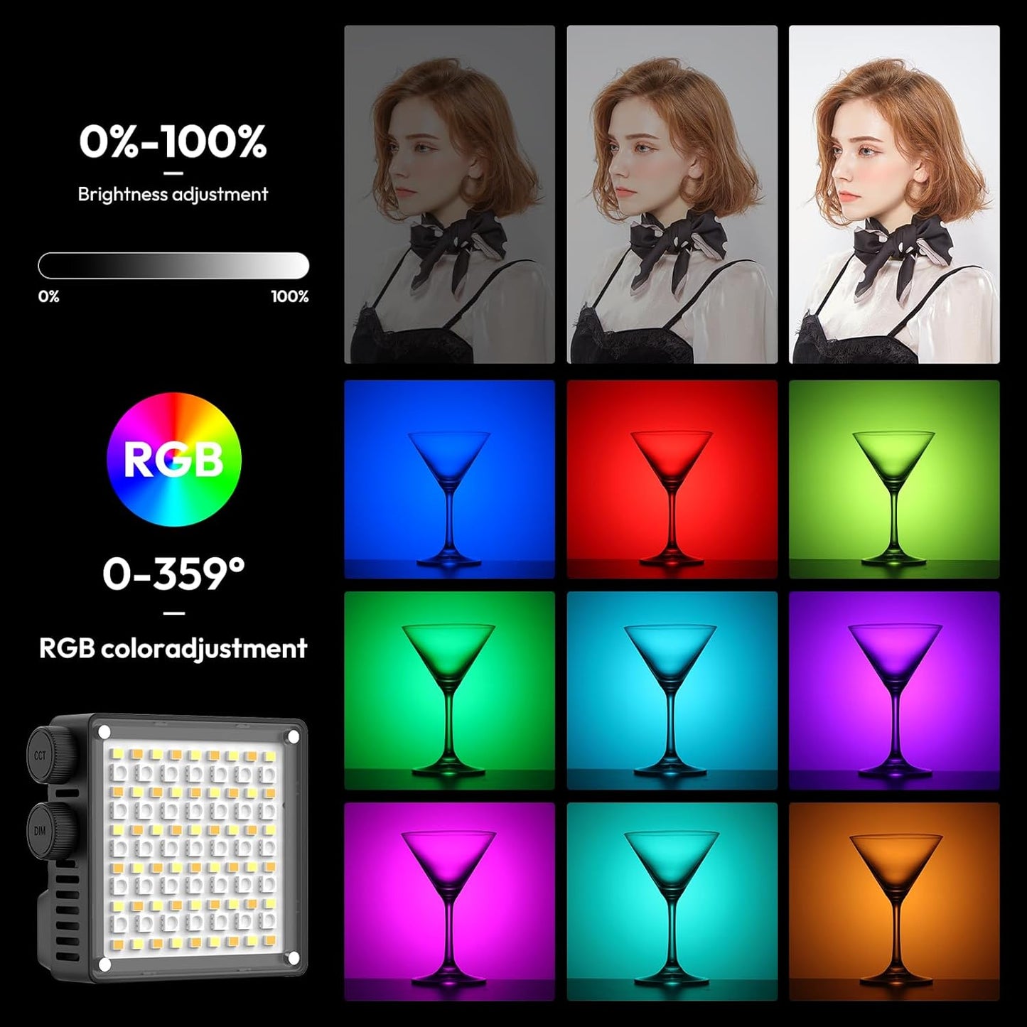 ULANZI LE20 RGB Video Light, 20W Pocket Camera Light, 2500-9000K CRI 95+ 20 Scene 360° Full Color Portable Photography Video Lighting Mini LED Fill Light for YouTube, TikTok, 5000mAh Rechargeable