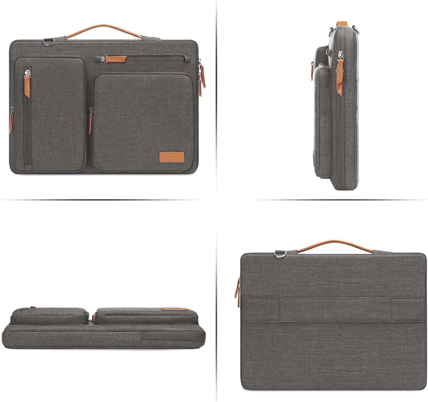 MOSISO 360 Protective Laptop Shoulder Bag,15 inch Computer Bag Compatible with MacBook Air M4 M3 M2/Pro A1990 A1707, Dell XPS Plus,Side Open Messenger Bag with 4 Zipper Pockets&Handle, Taupe Gray