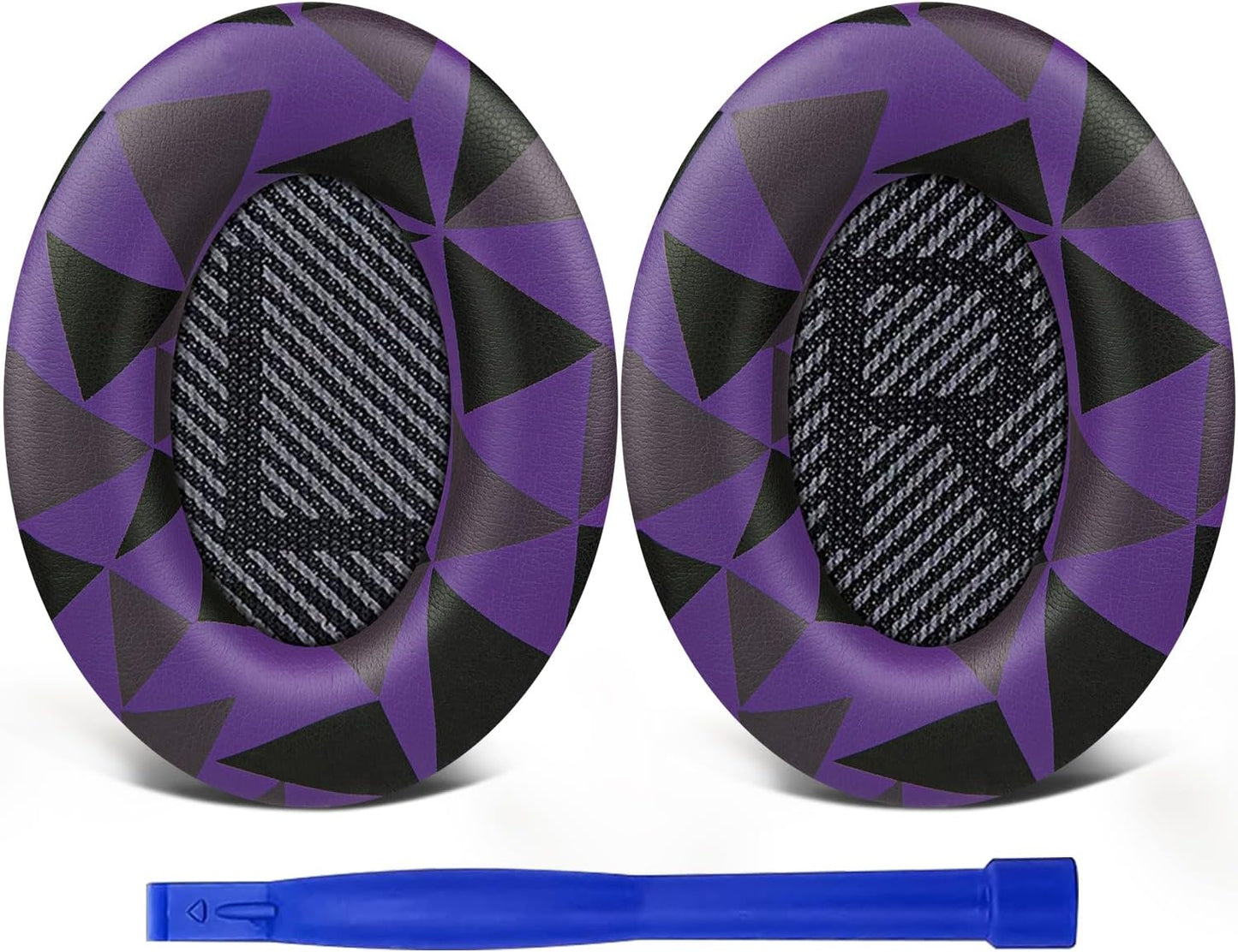 SoloWIT Replacement Earpads Cushions for Bose QuietComfort 35 (QC35) & Quiet Comfort 35 II (QC35 ii) Headphones, Ear Pads with Softer Leather, Noise Isolation Foam, Added Thickness (Purple Black)