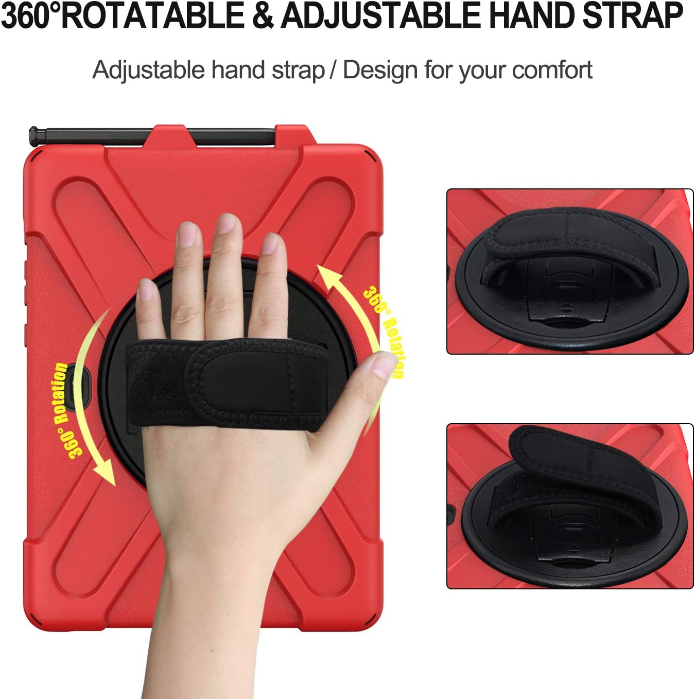 rantice Compatible with Samsung Galaxy TAB Active PRO 10.1 inch/Tab Active4 PRO Case, Heavy Duty Rugged Shockproof Drop Protection Case, Hand Strap&Shoulder Strap for SM-T540/T547/T630/T638 (Red)