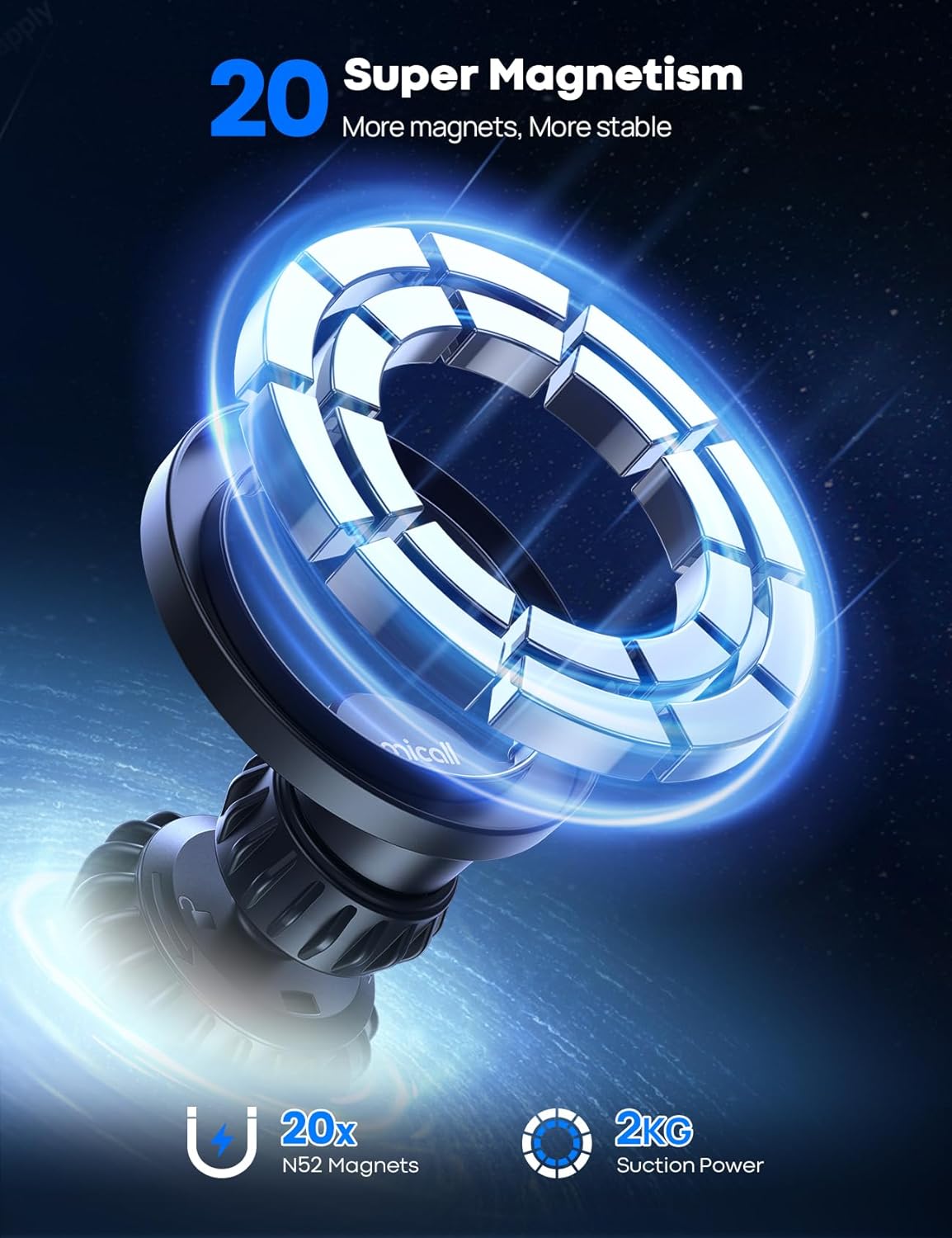 Lamicall for MagSafe Car Mount - [20 Super Magnets] Magnetic Car Phone Mount, Air Vent Phone Holder Car, Hands Free Cell Phone Holder Clip Car Accessories fit iPhone 16 15 14 13 Pro Plus Max