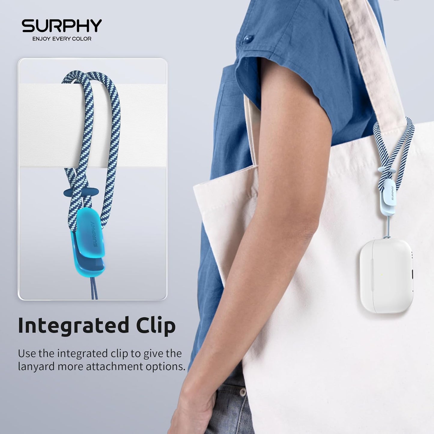 SURPHY 2 Pack Phone Lanyard for Cellphone Case, Phone Wrist Strap for Case, Cellphone Strap with 2-Color Braided, Charm Wrist Lanyard for Women and Men, Cloud Blue & Blue Jay