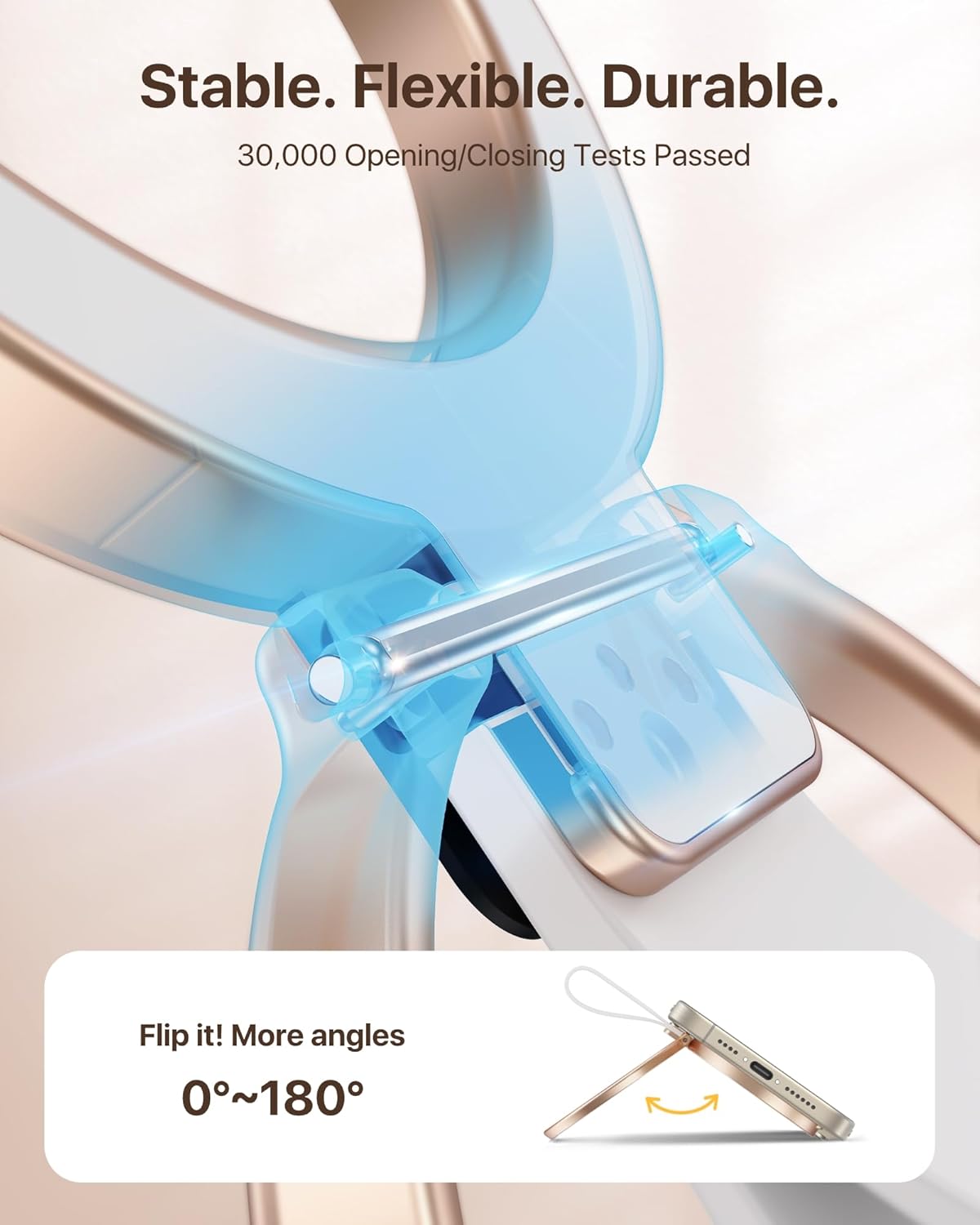 andobil [2025 Unrivaled Stability] Magnetic Phone Grip Holder for MagSafe Ring Stand Holder Kickstand Compatible with MagSafe Accessories for iPhone 16 Pro Max Plus iPhone15/14/13/12&Android,Rosegold