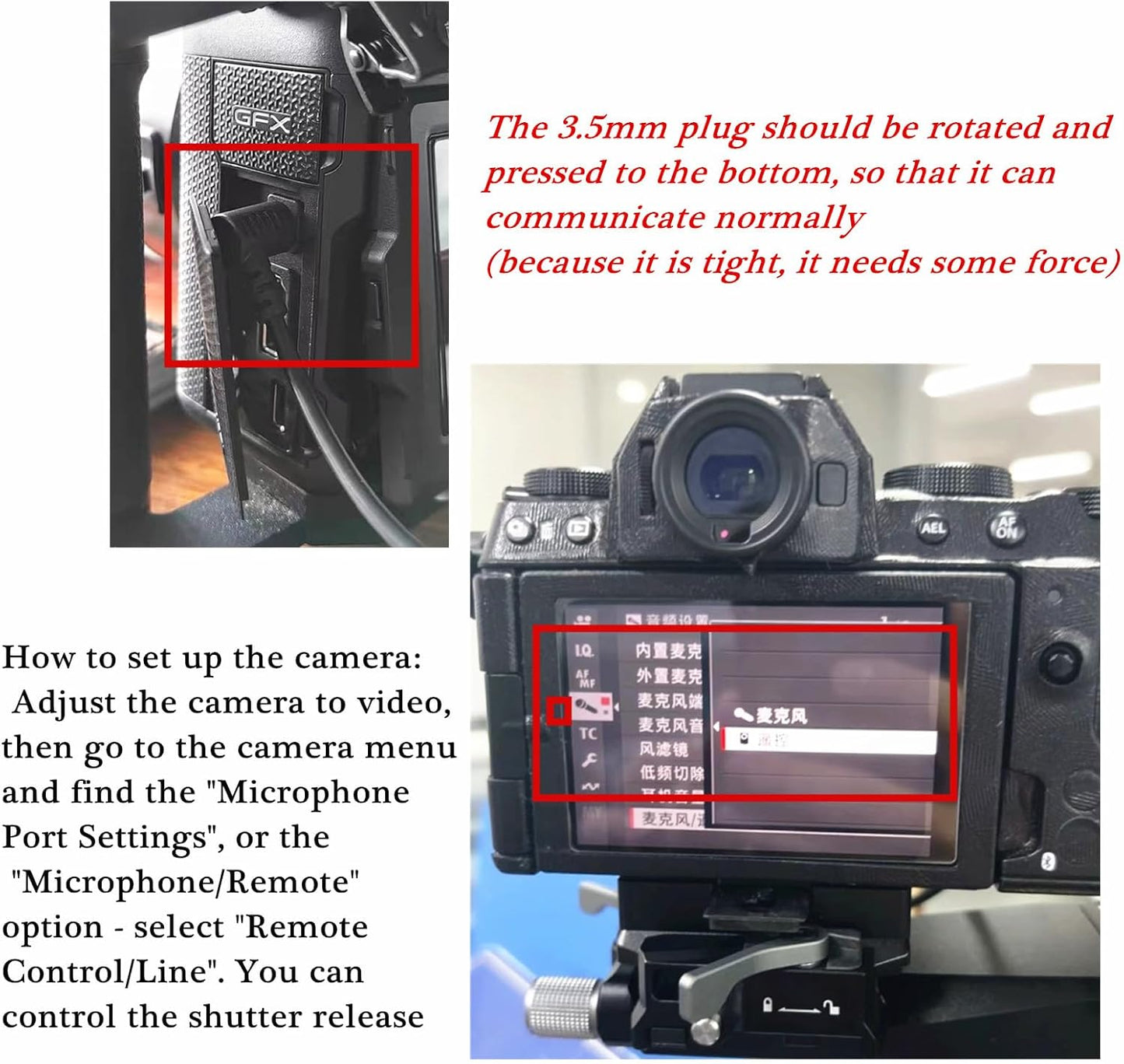 RC301-3.5mm for Fuji GFX100II/GFX100 RF xs10 XT50 Cable Shutter Release Cable Cameras Remote Control Camera Button Accessories Small Style Device 4.9ft Length Anti-Shake Camera cableT200/XE4