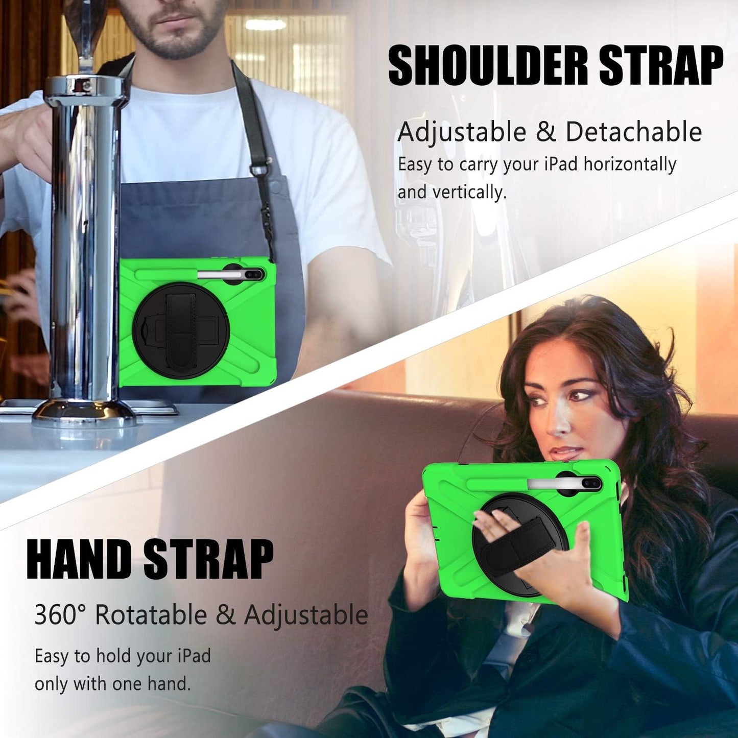 BRAECN for Galaxy Tab S6 Case with Pen Holder/Hand Strap/Rotating Stand/Shoulder Strap,Hybrid Heavy Duty Shockproof Case for 2019 Model 10.5 inch Galaxy Tab S6 Tablet(SM-T860/T865/T867)-Green