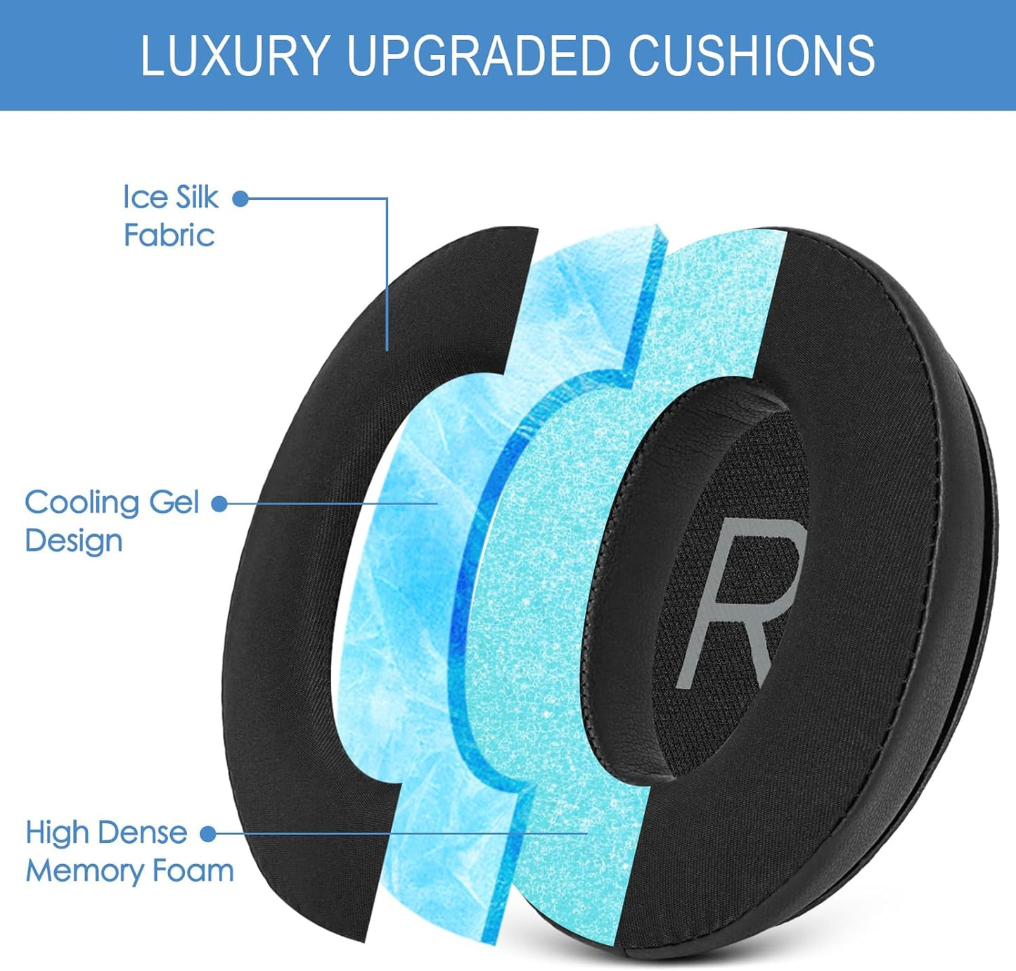 GEVO Cooling Gel Earpads Replacement for Bose QC45,Ear Pads Cushions for Bose QuietComfort 45 Headphones with Protein Leather Noise Isolation Memory Foam,Black