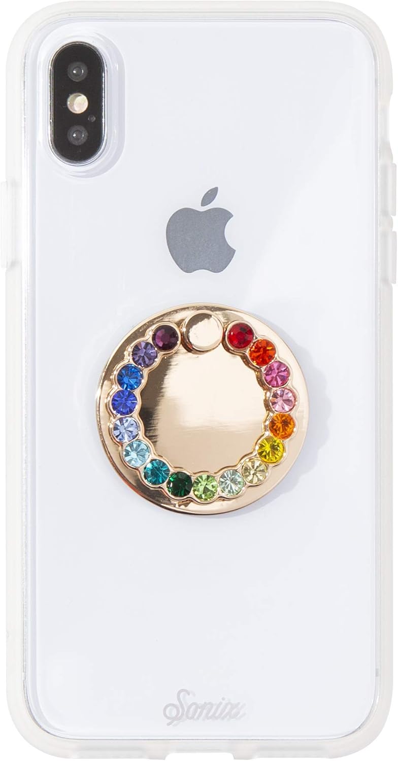 Sonix Embellished Crystal Rhinestone Phone Ring and Stand (Gold, Rainbow)