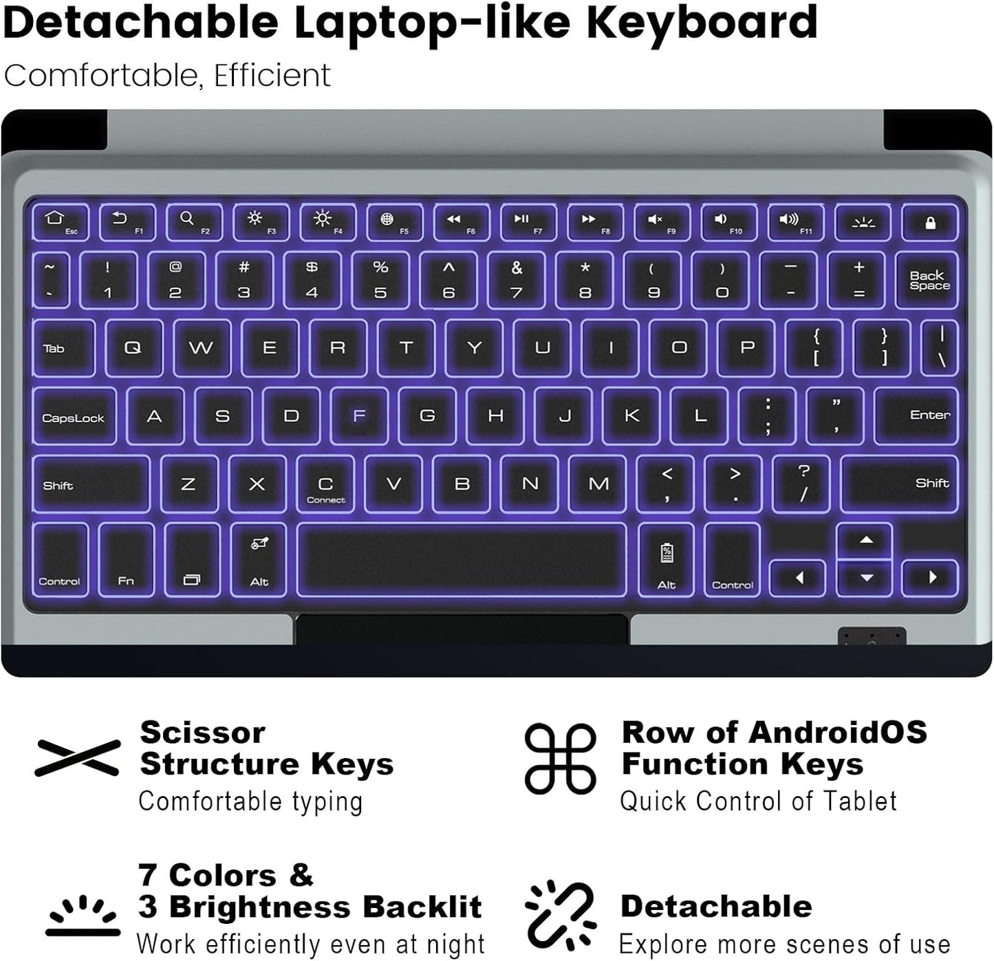 Nillkin for Samsung Galaxy Tab S9 11” Case with Detachable Keyboard, Multi-Touch Trackpad, 7-Color Backlit, S Pen Holder, Rugged Keyboard Case with Camera Cover for Samsung Tablet S9