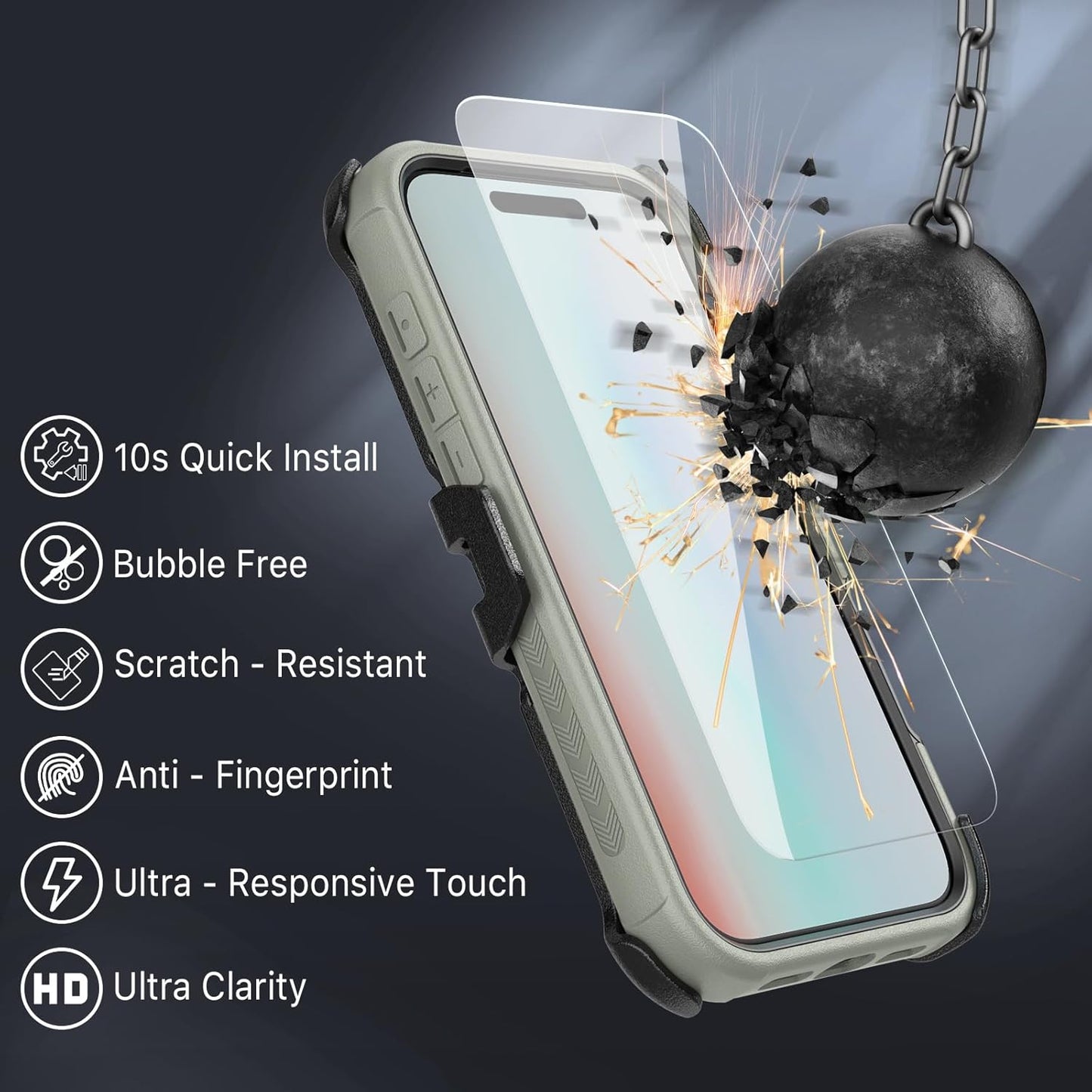 M MYBAT PRO for iPhone Air Case with Belt Clip Holster,[Compatible with Magsafe] w/Screen Protector,Anti-Drop,Shockproof,w 360°Rotating Kickstand,Heavy Duty Protection (Natural Titanium)