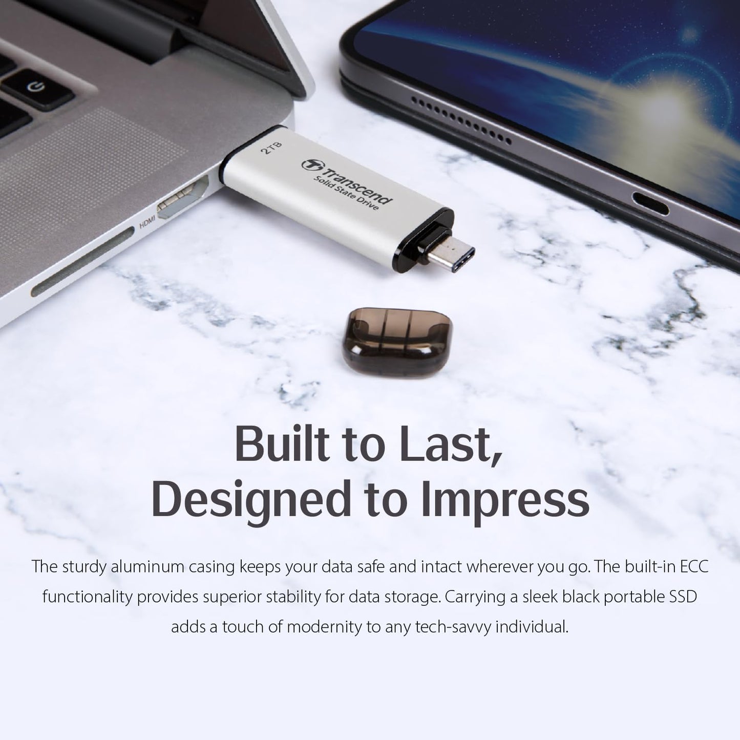Transcend 512GB USB C External SSD, Up to 1,050MB/s, USB 3.2 Gen 2 Flash Drive, 2-in-1 Memory Stick Type C &Type A, Thumb Drive Photo Stick for Windows, Mac, iPhone, iPad, Android, Tablet&PC, Smart TV