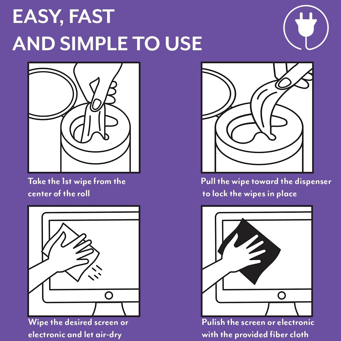 Screen Cleaner Wipes: Electronic Wipes for Screens - Computer Screen Wipes for Lens, Phone, Tv Screen and Monitor Cleaning - Tech Wipes & Microfiber Cloth (Canister, 200 Count)