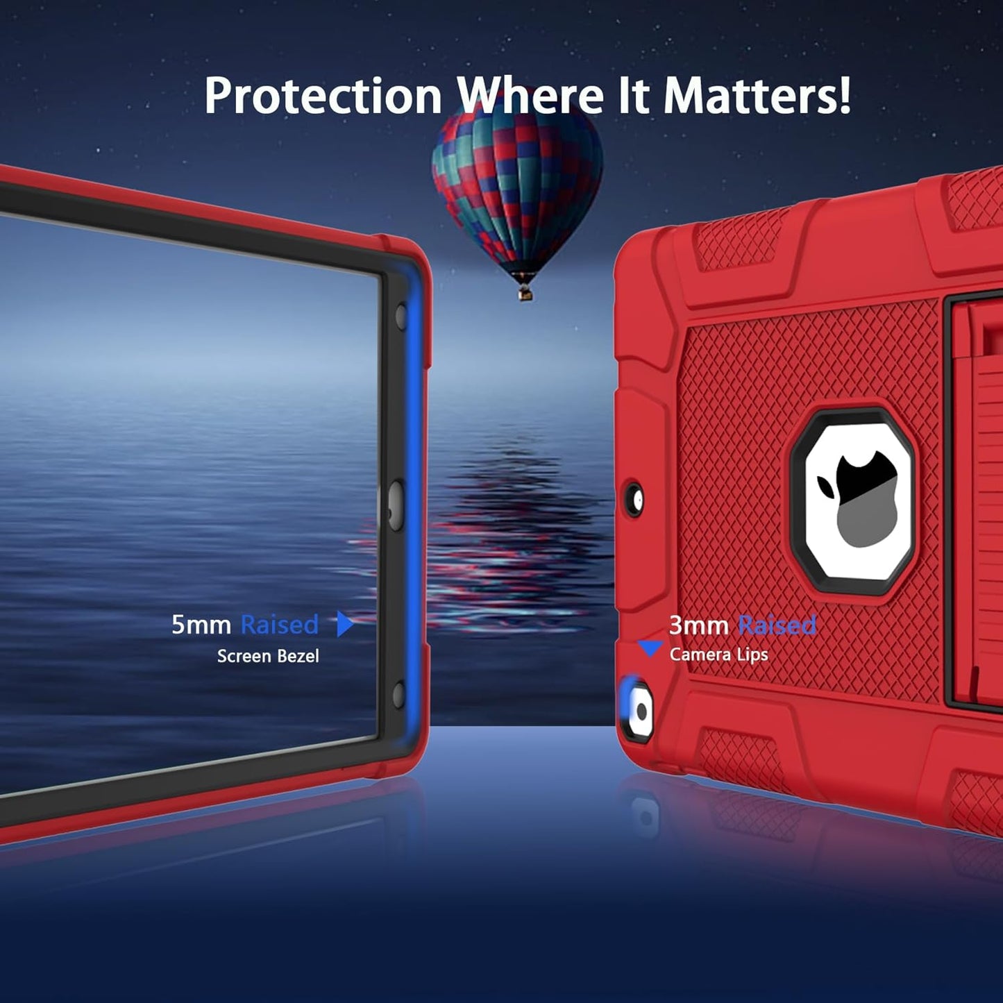 Rantice iPad 9th Gen Case - Hybrid Shockproof Rugged Drop Protection with Kickstand for 10.2'' 2021/2020/2019 iPads (Red+Black)