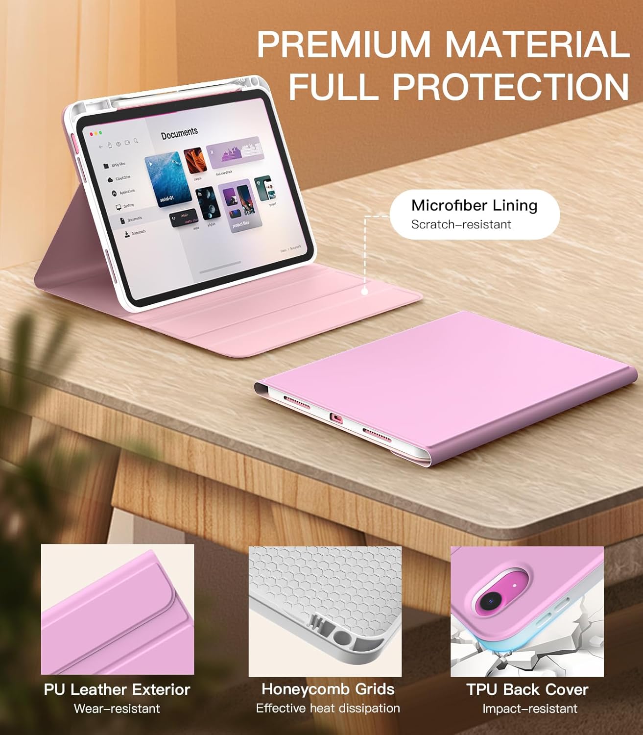 MoKo Touch Keyboard Case for iPad (A16) 11th Generation 11 inch 2025, iPad 10th Generation 10.9 inch Case with Pencil Holder, 7 Colors Backlit Multi-TrackPad Detachable Bluetooth Keyboard,Nosegay Pink