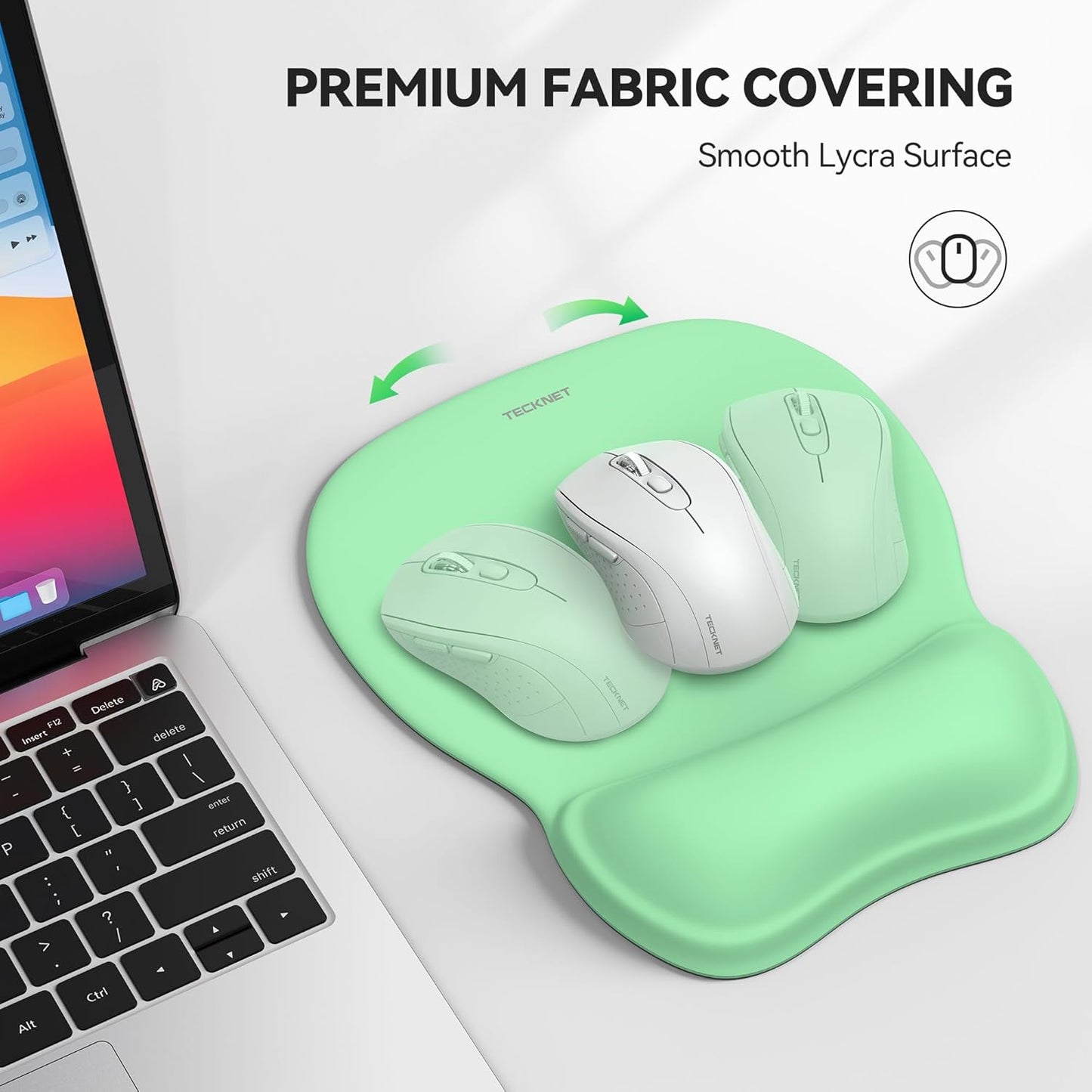 TECKNET Gel Mouse Pad with Wrist Rest, Ergonomic Office Mousepad with Wrist Support - Non-Slip & Smooth Surface Comfortable Desk Accessories Mat for Office, Gaming and Study - Green