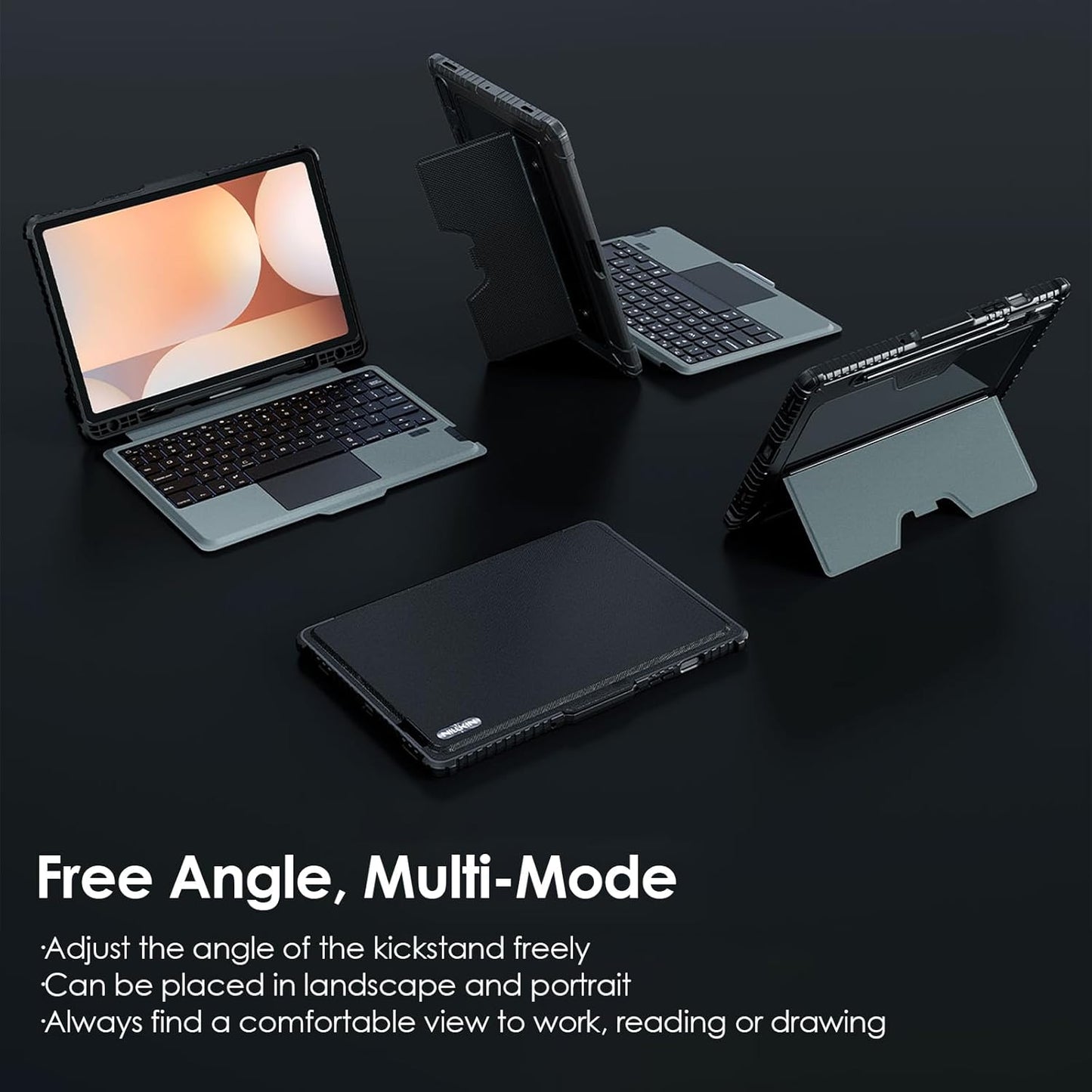 Nillkin for Samsung Galaxy Tab S10 FE 10.9” / S9 11" Case with Detachable Keyboard, 7-Color Backlit, Trackpad, S Pen Holder, Rugged Keyboard Case with Camera Cover for Samsung Tablet S10 FE 5G