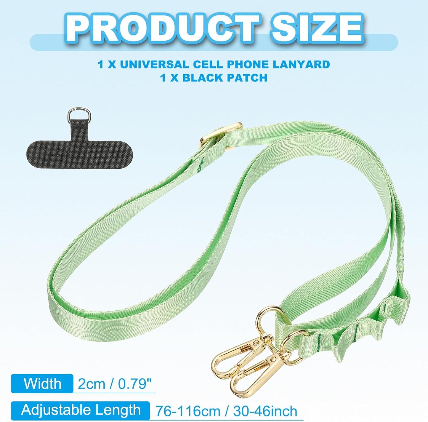 PATIKIL Universal Cell Phone Lanyard, Adjustable Crossbody Phone Strap Anti-Theft Polyester Neck Lanyard with Patches for Concerts Gym Travel Secure Hands-Free Carry, Green