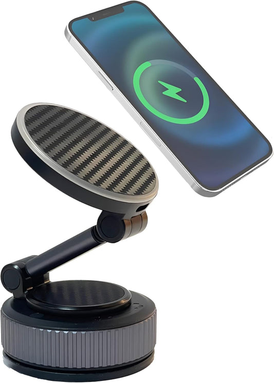 Vacuum Magnetic Phone Holders 15W for Magsafe Car/Motorcycle Mount Wireless Charger 360°Adjustable [78+LBS Strongest Suction & 2400gf Strongest Magnetic] Phone Holder for iPhone 16 15 14 13 12