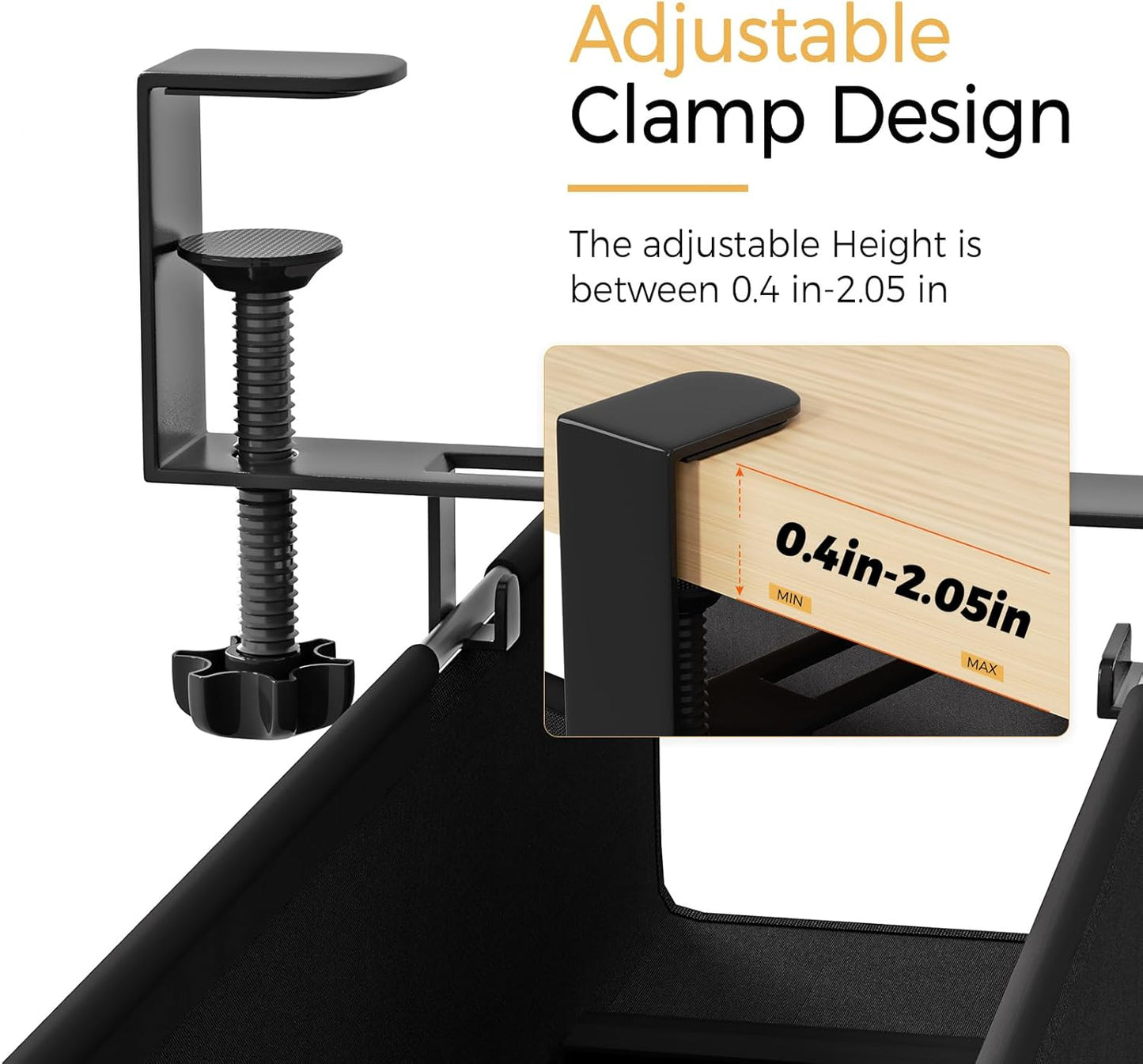 Under Desk Cable Management Tray 27.2" - No Drill Computer Wire Organizer Cable Tray, Cord Hider Clamp Mount with 16X Cable Ties PC Cables Management Cord Holder for Office/Home (Upgrade Fabric,Black)