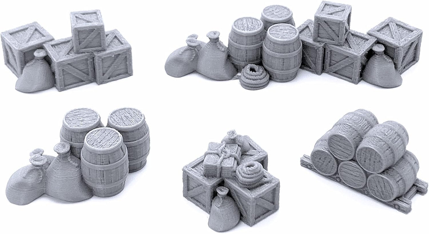 Cargo Piles DND Terrain Compatible with Dungeons and Dragons, Warhammer 40k, 28mm Miniature Wargaming, Tabletop RPGs, Wargame Scenery