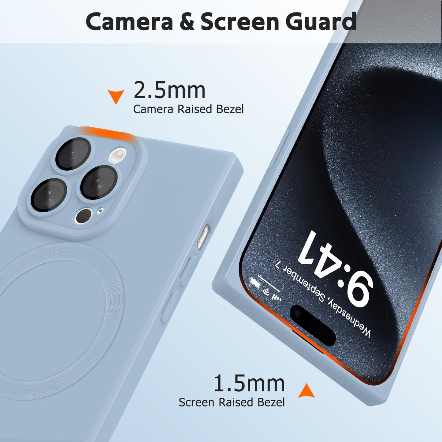 Designed for iPhone 15 Pro Case Compatible with Magsafe Cover Camera Lens Protector Military Grade Protection Shockproof Soft TPU Slim Magnetic Phone Case for iPhone 15 Pro Blue