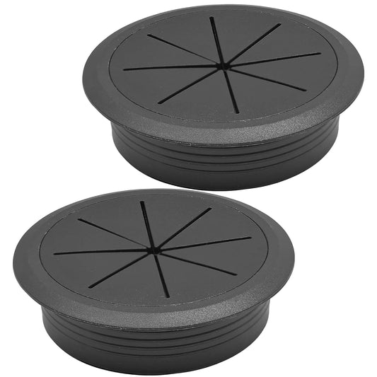 Desk Grommet 3-1/8" (80 mm), Desk Hole Cover for Cables Black, Cable Grommet ABS Plastic, Desk Hole Grommet for Office and Home Table Cable, Detachable & Flexible Cable Cord Organizer-2 Pcs