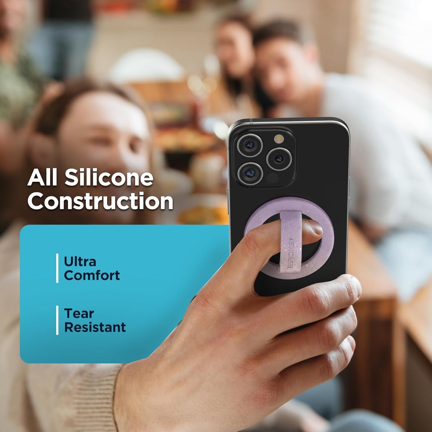 2-Pack Magnetic Phone Grip Holders Compatible with MagSafe, Soft-Touch Silicone Finger Loops for iPhone, Comfortable and Secure Fit (Clear Sparkle & Unicorn Gradient)