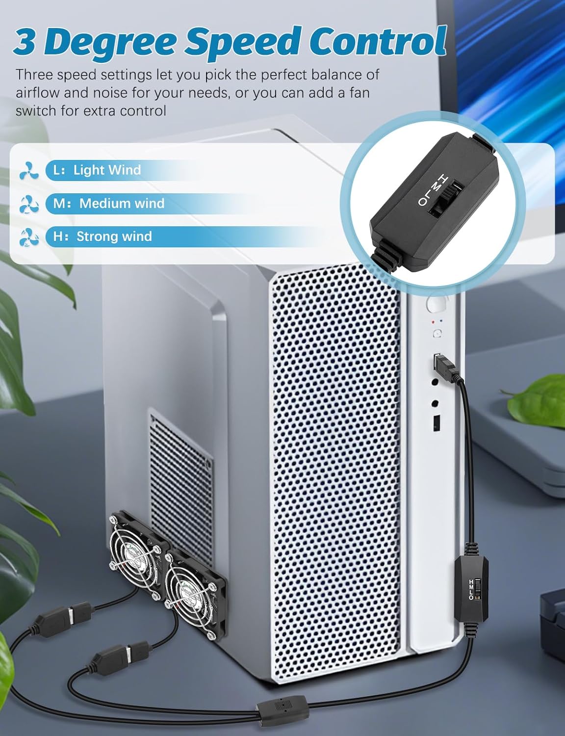 2 Packs USB Cooling Fan 60mm x 15mm 5V Brushless DC Fans Variable Speed for PC Computer Raspberry Pi Router Terrarium Helmet