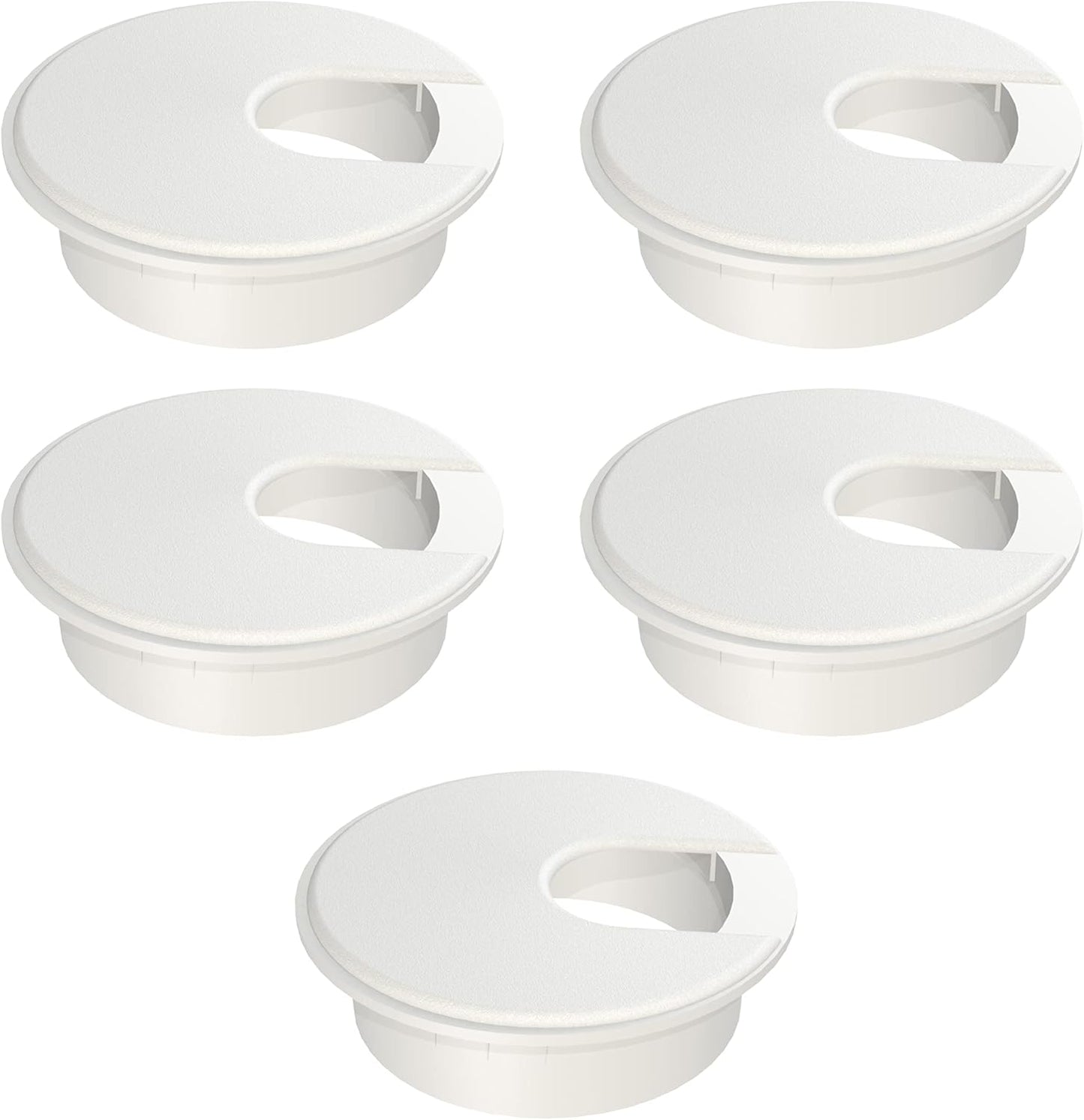 MAHDPRO Desk Grommet White 2 Inch (50 mm) Pack of 5-ABS Plastic Desk Cord Hole Cover to Arrange Cables & Wires Through Computer Table/Countertops