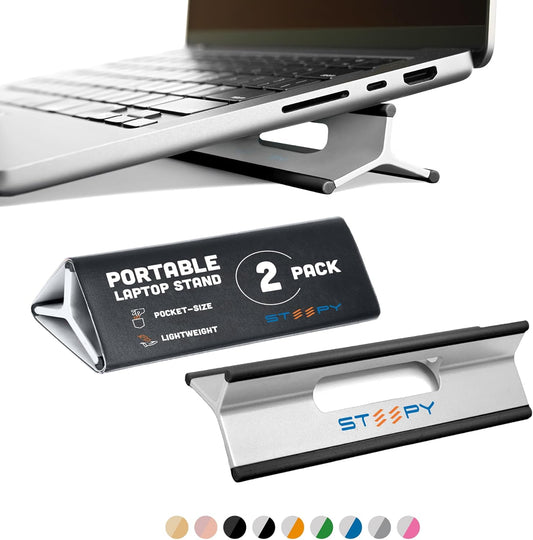 Steepy Portable Laptop Stand for Desk – Adjustable Height, & Portable Laptop Holder – Ergonomic Computer Stand for Cooling & Comfort – Slip-Proof, Sturdy Design – Universal Fit for 13-17 Inch Devices