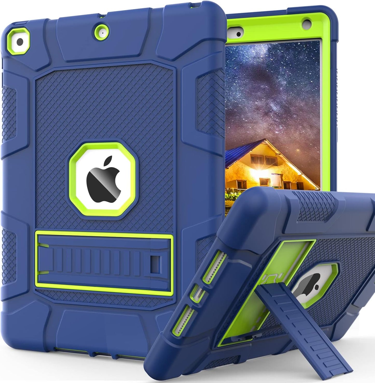 Rantice iPad 9th Generation Case, iPad 8th Generation Case, iPad 7th Generation Case, Hybrid Shockproof Rugged Drop Protection Cover with Kickstand for iPad 10.2'' (Navy+Green)