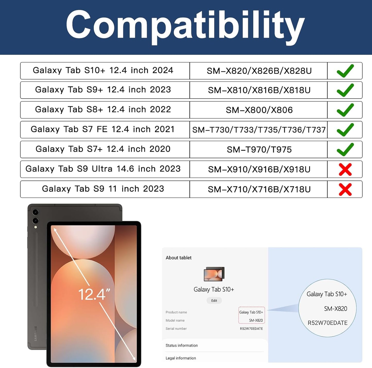 BRAECN for Samsung Galaxy Tab S10 Plus Case 2024/S9 Plus/S9 FE+/S8 Plus/S7 Plus /S7 FE 12.4 Inch,Heavy Duty Shockproof Case with S Pen Holder&360 Rotating Hand Strap/Kickstand Shoulder Strap,Black