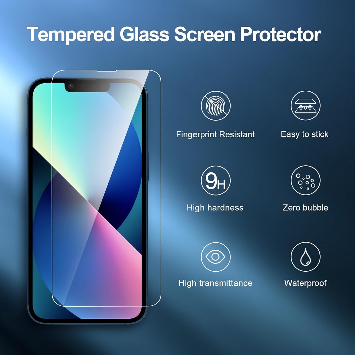 NEW'C 3 Pack Designed for iPhone 14,iPhone 13,iPhone 13 Pro Screen Protector (6.1 inches),Tempered Glass with easy installation tool included,Case Friendly Ultra Resistant