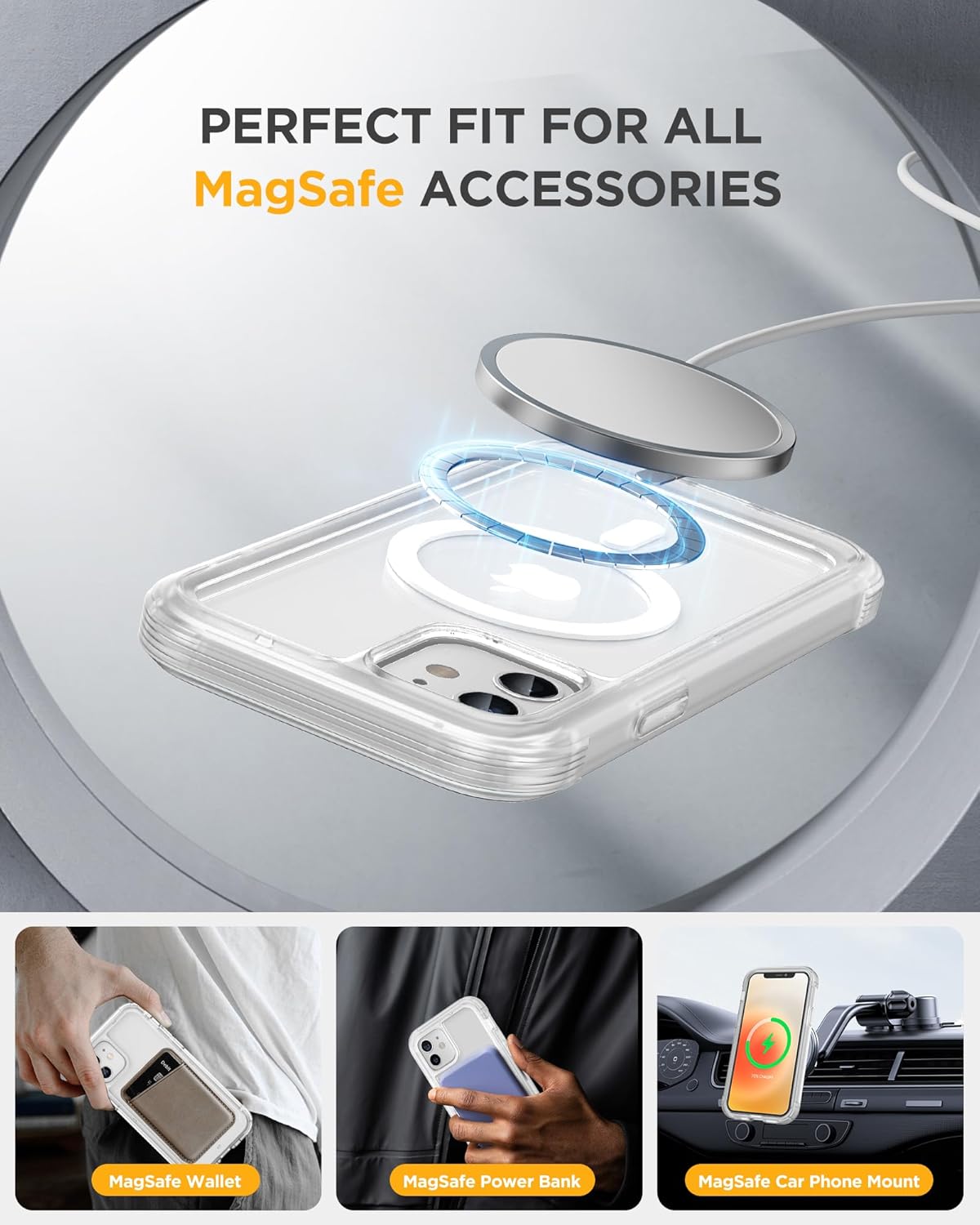 Miracase Magnetic for iPhone 12 mini Case, [360 Full-Body Protection & Complete Camera Guard], Drop & Scratch-Resistant, Shockproof, Stylish Clear iPhone Case, iPhone 12 mini Cover, Matte Clear