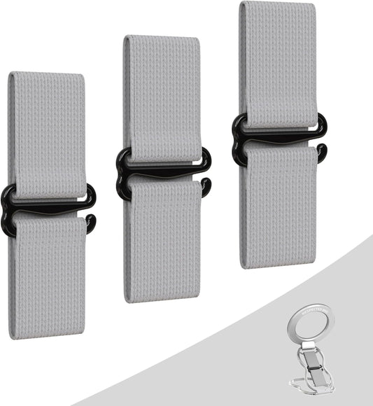 RESPECTED-BRO-3-PCS-Elastic-Strap for Magnetic Phone Grip Stand with Finger Strap, 4-in-1 Magnetic Ring Holder, Kickstand and Elastic Strap for Smartphones (Silver)