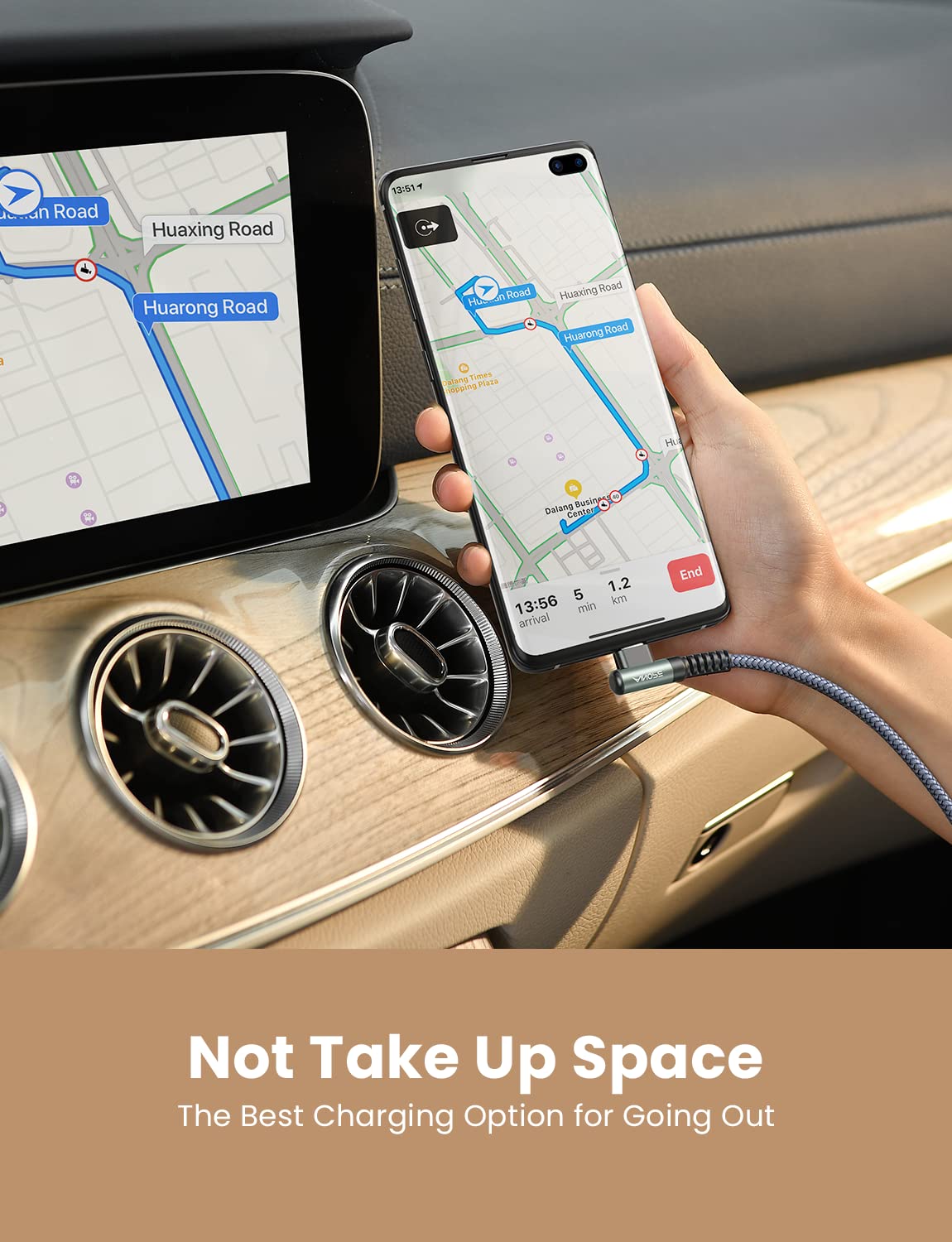 AINOPE USB Type C Cable [2-Pack, 1.6ft] 3.1A Type C Charger Fast Charging Right Angle, Durable Nylon Braided USB C Cable, Smartphone