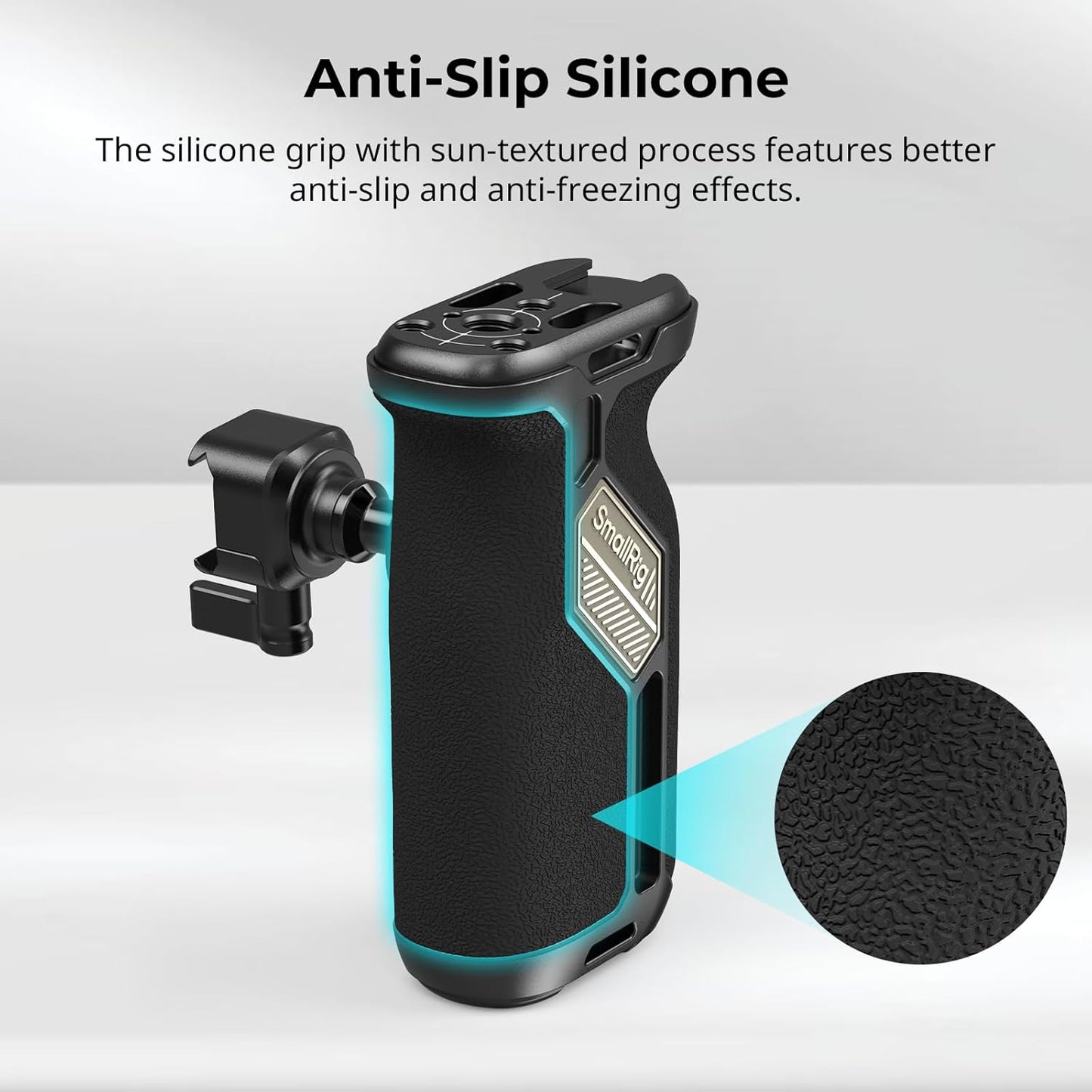 SmallRig Push-Button Rotating NATO Side Handle for Left and Right Hand, 360° Rotatable Side Handle with Anti-Slip Silicone, Camera Grip with Built-in Threaded holes, Wrist Strap Hole, Cold Shoe - 4359