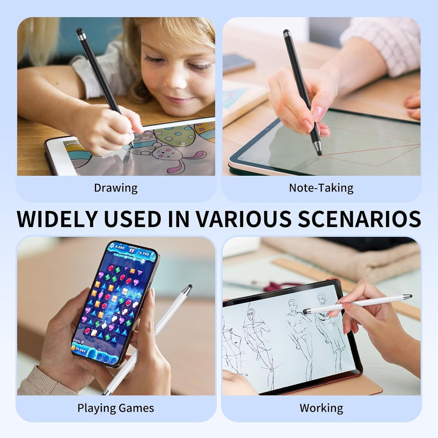 Stylus (10Pcs), Stylus Pen for Touchscreen, High Precision and Sensitivity Stylus Pen for iPad/iPhone/Samsung/Android Smartphone and Tablets, Compatible with All Capacitive Touch Screen (Black)