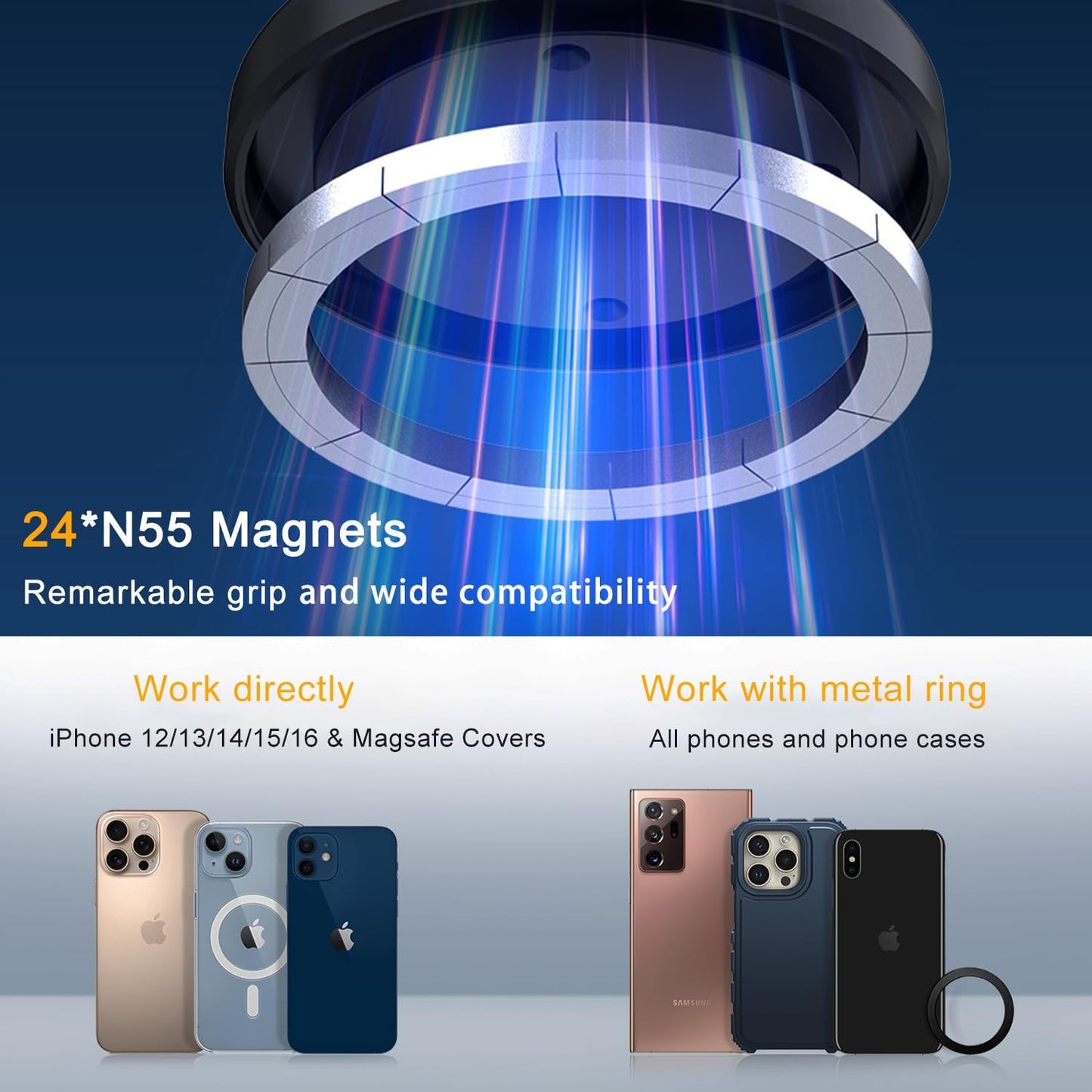 15W Wireless for MagSafe Car Mount Charger, 360° Adjustable Vacuum Magnetic Phone Holder Car Charger for iPhone 16 15 14 13 12, Suction Cup Phone Mount for Gym/Mirror