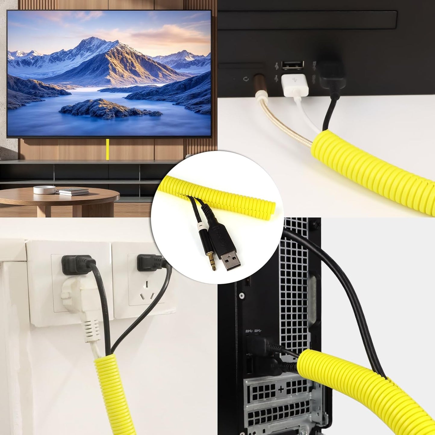 Split Wire Loom Tubing, 10,25ft Cord Protectors from Pets No Chew, Flexible Wire Covers Cord Protectors, Protective Split Cable Sleeve for Automotive Home Industrial Wires(Yellow, 0.73inch-25ft)