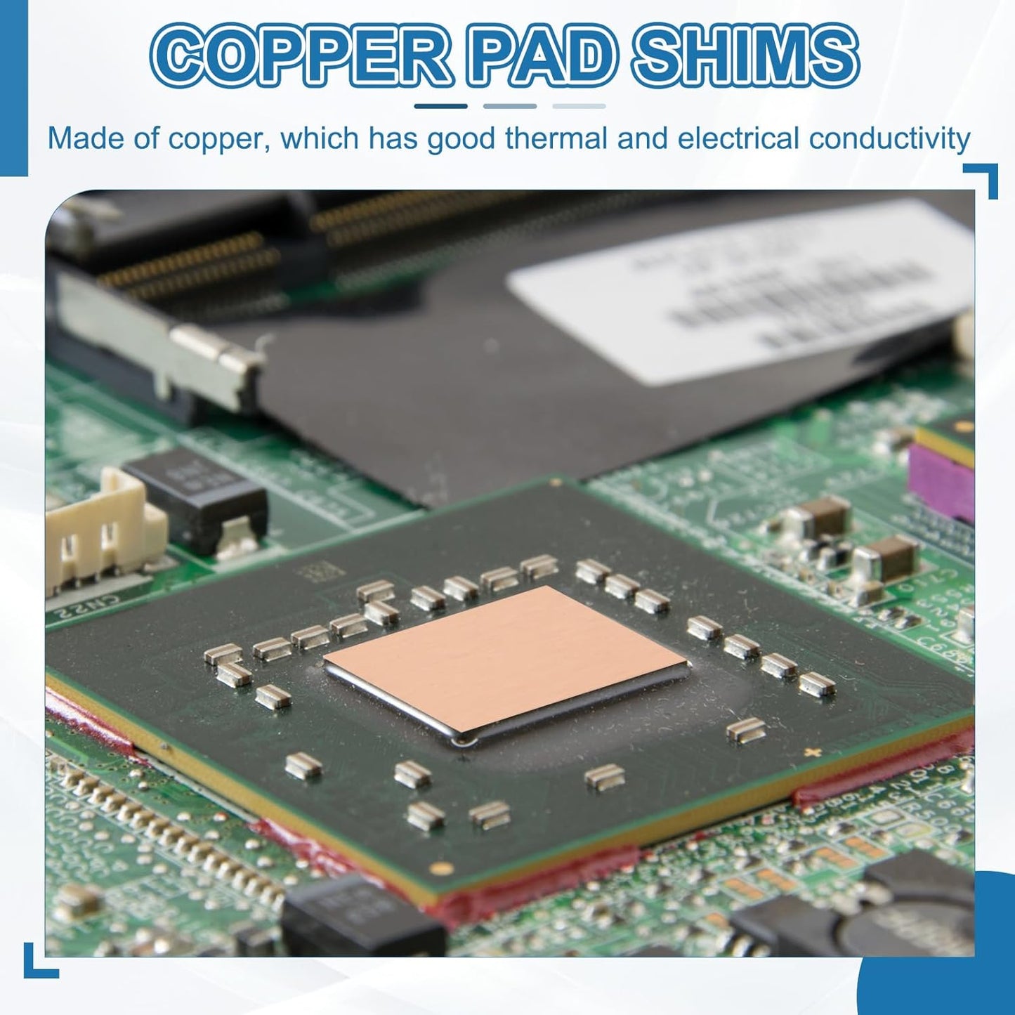 PATIKIL Copper Heatsink Pad Shims, 24 Pcs 15x15x0.6mm Copper Pad Shim IC Chipset GPU CPU Thermal Heatsink for Cooling Laptop Desktop Computer